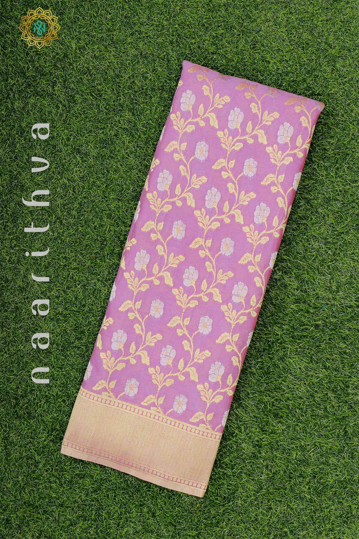 PINKISH LAVENDER WITH MAGENTA - SEMI CREPE GEORGETTE