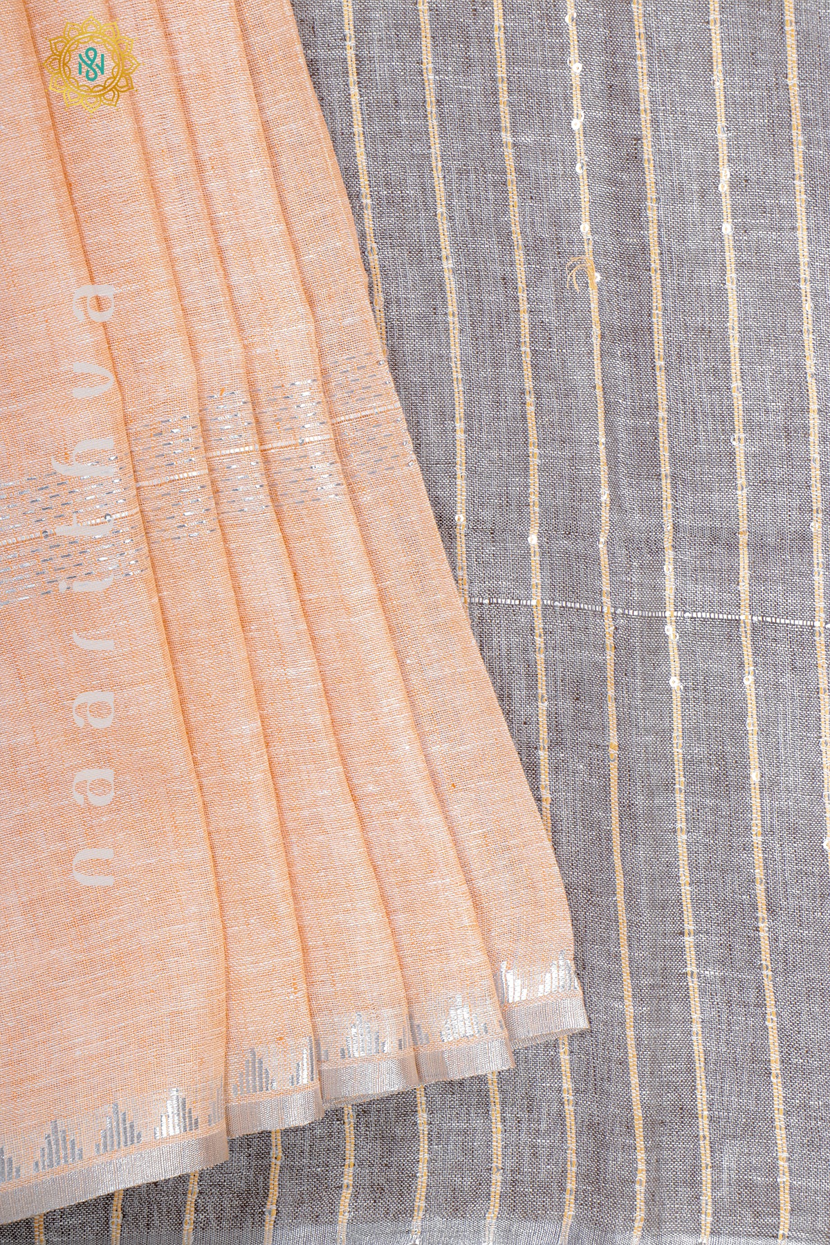 LIGHT ORANGE WITH GREY - PURE LINEN