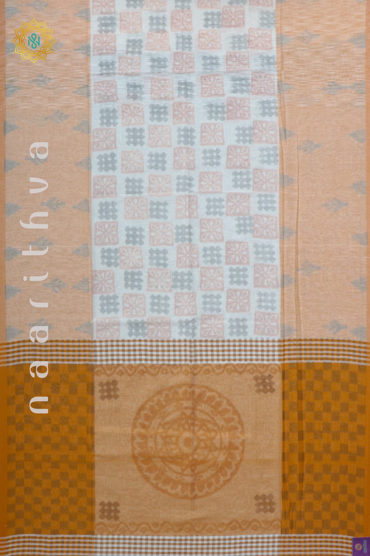 WHITE WITH ORANGE - MUL COTTON