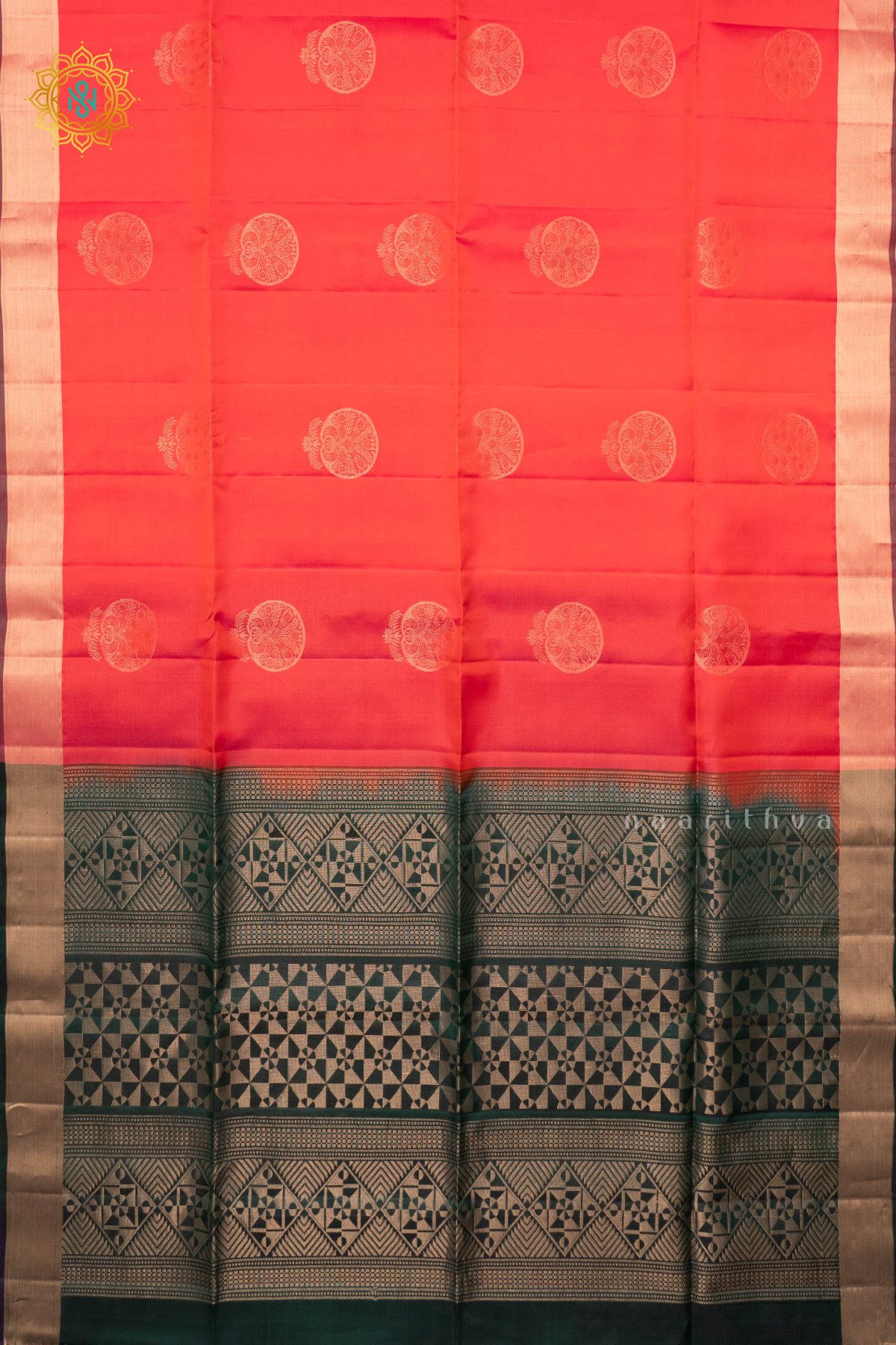 RED WITH BOTTLE GREEN - KANJIVARAM PURE MIX SOFT SILK
