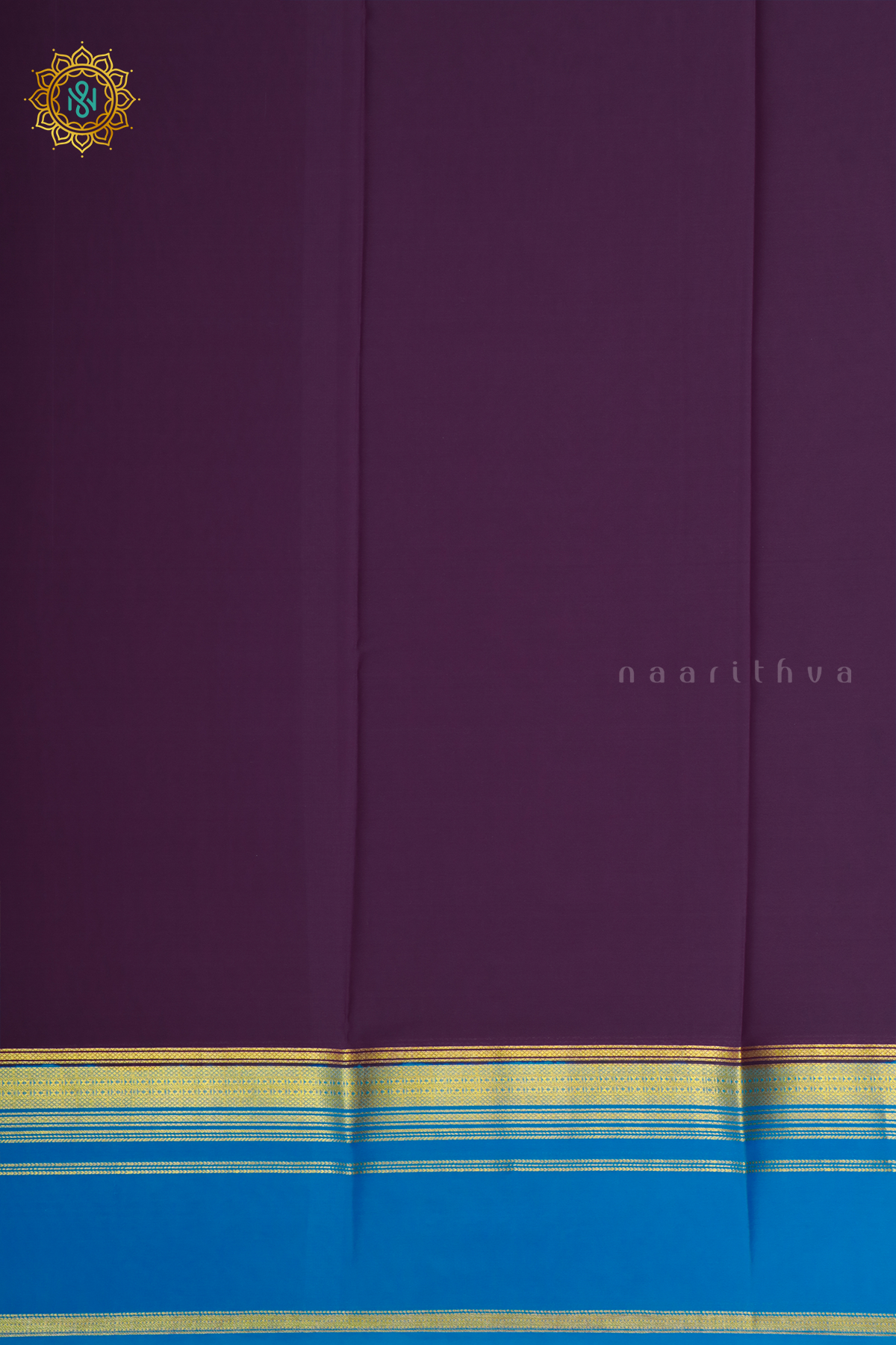 WINE WITH SKY BLUE - PURE MYSORE CREPE SILK