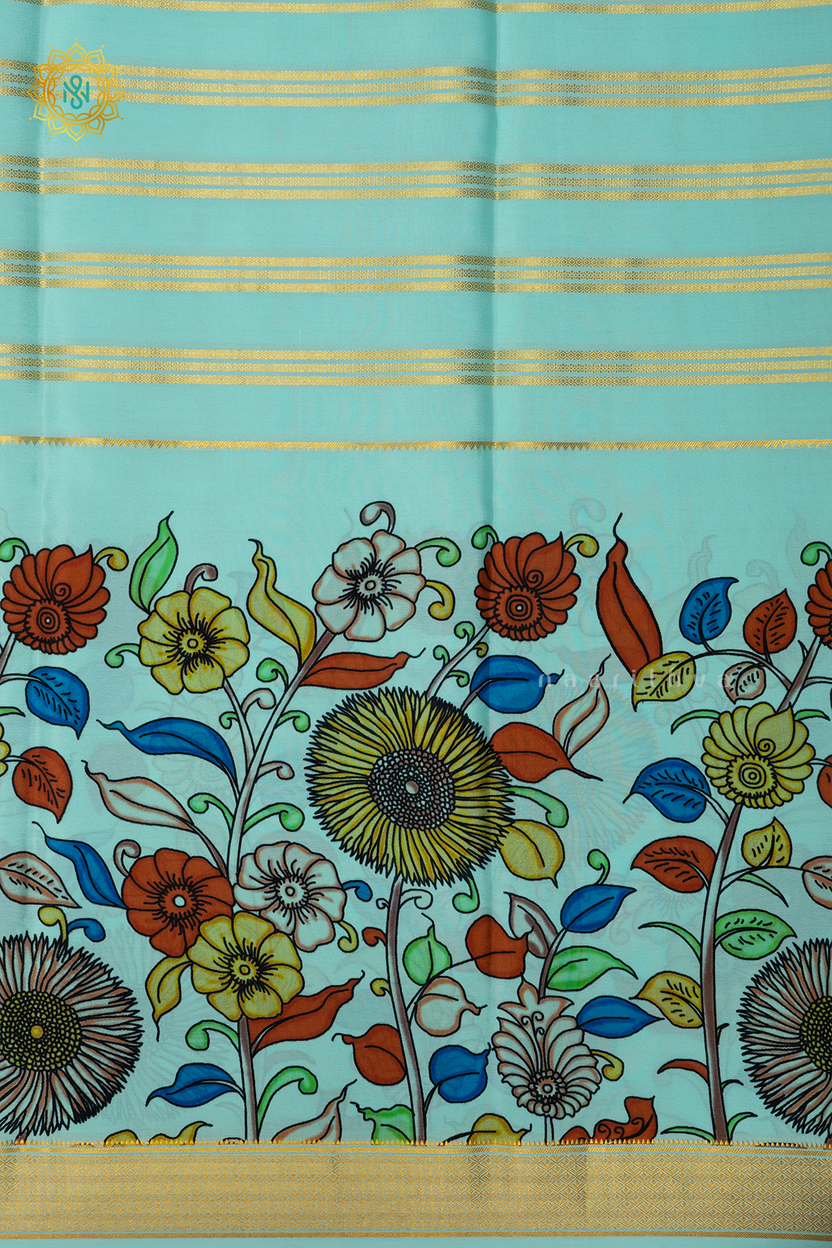 AQUA GREEN - PURE MYSORE CREPE SILK