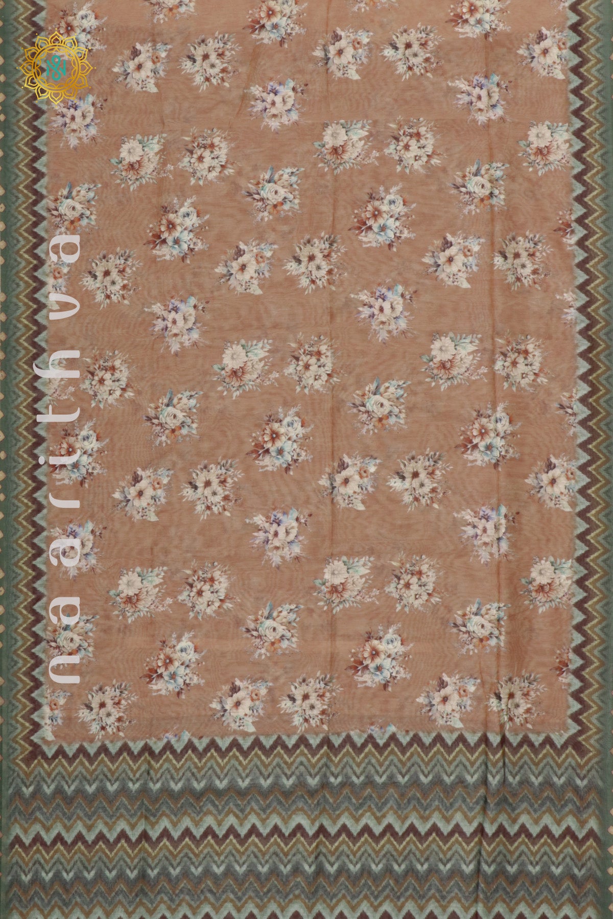PEACH WITH GREEN - CHANNDERI SILK COTTON