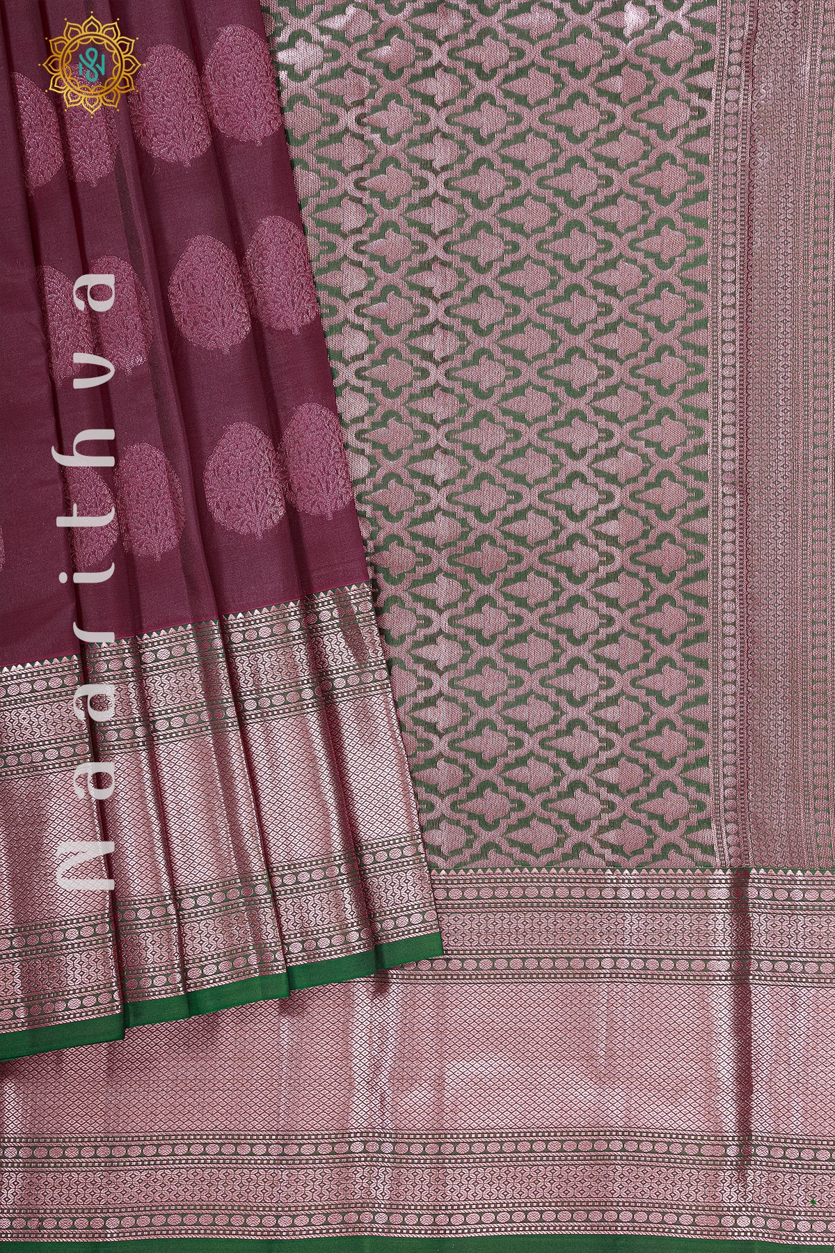 MAROON WITH GREEN - KANJIVARAM PURE MIX