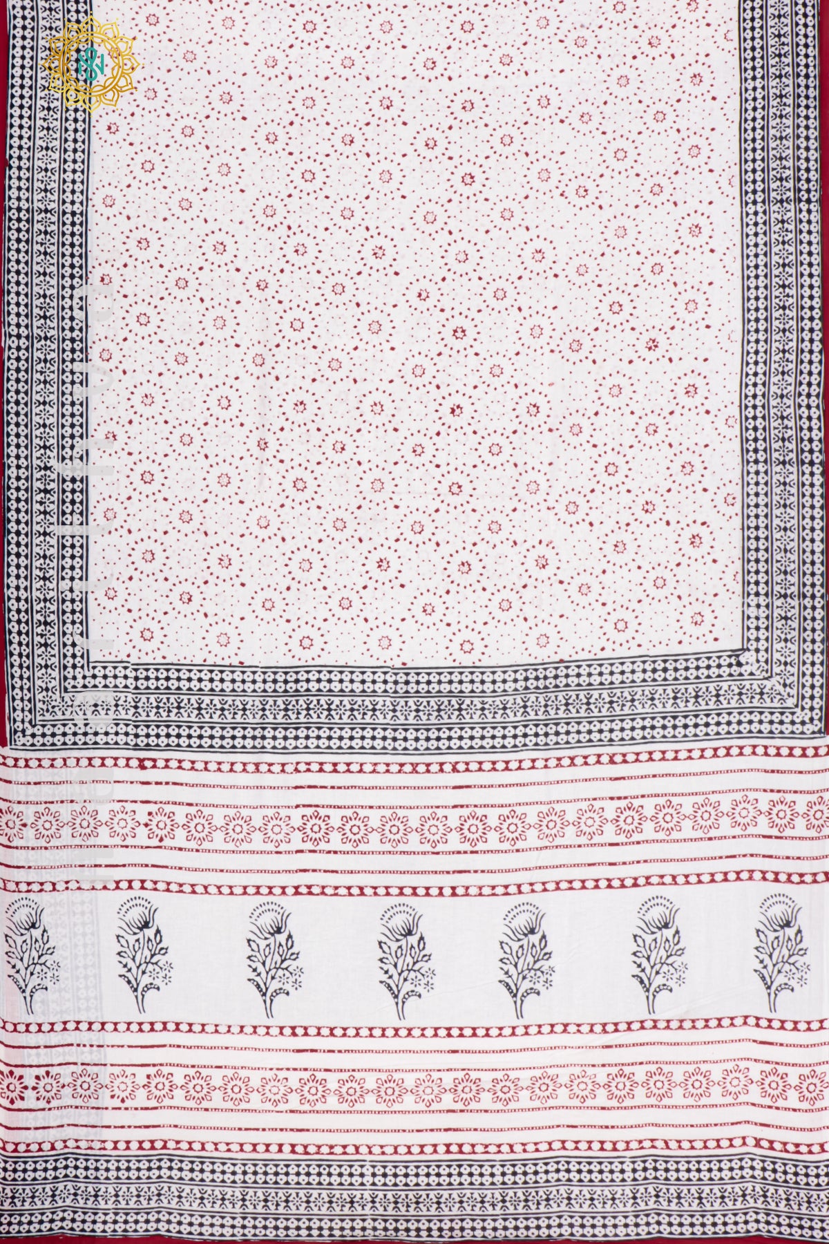 WHITE WITH RED - MUL COTTON