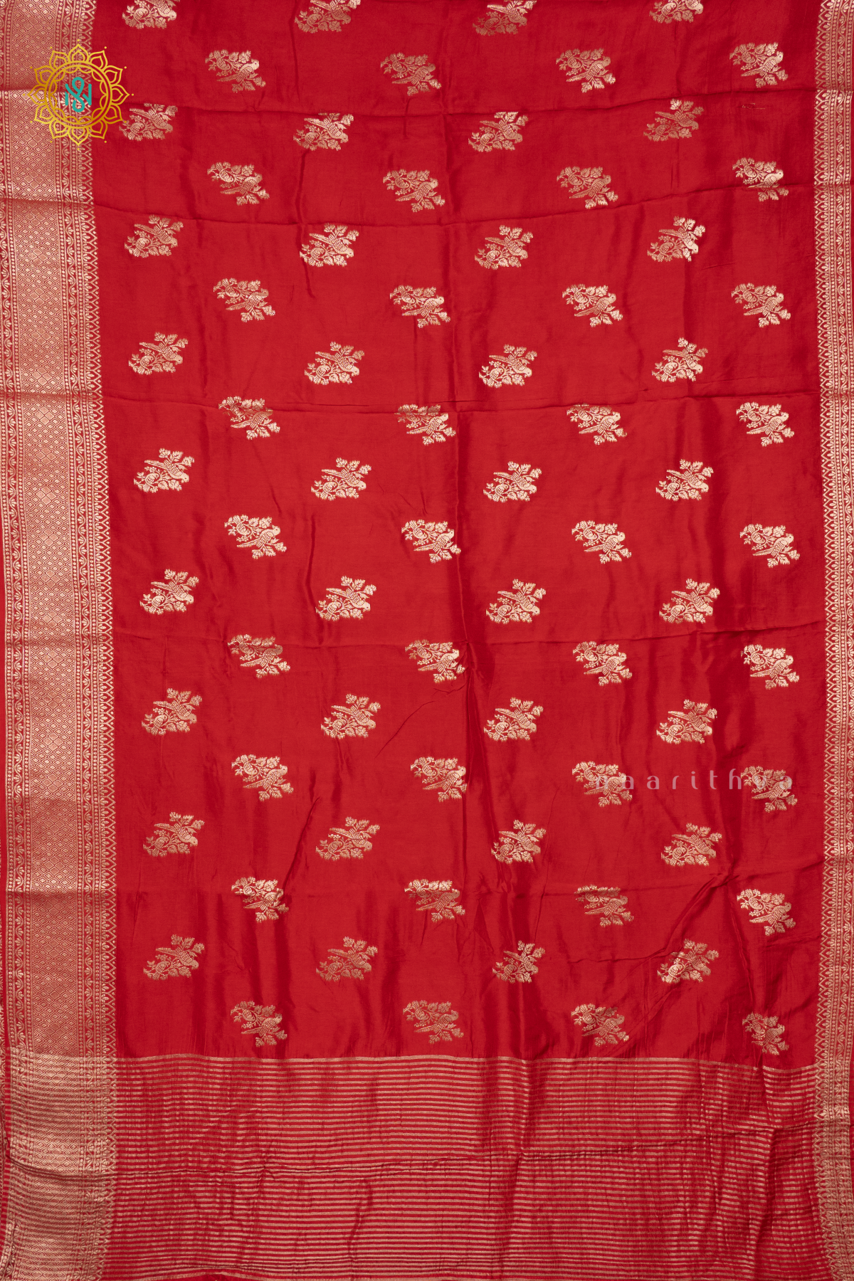 RED WITH GREEN - DOLA SILK