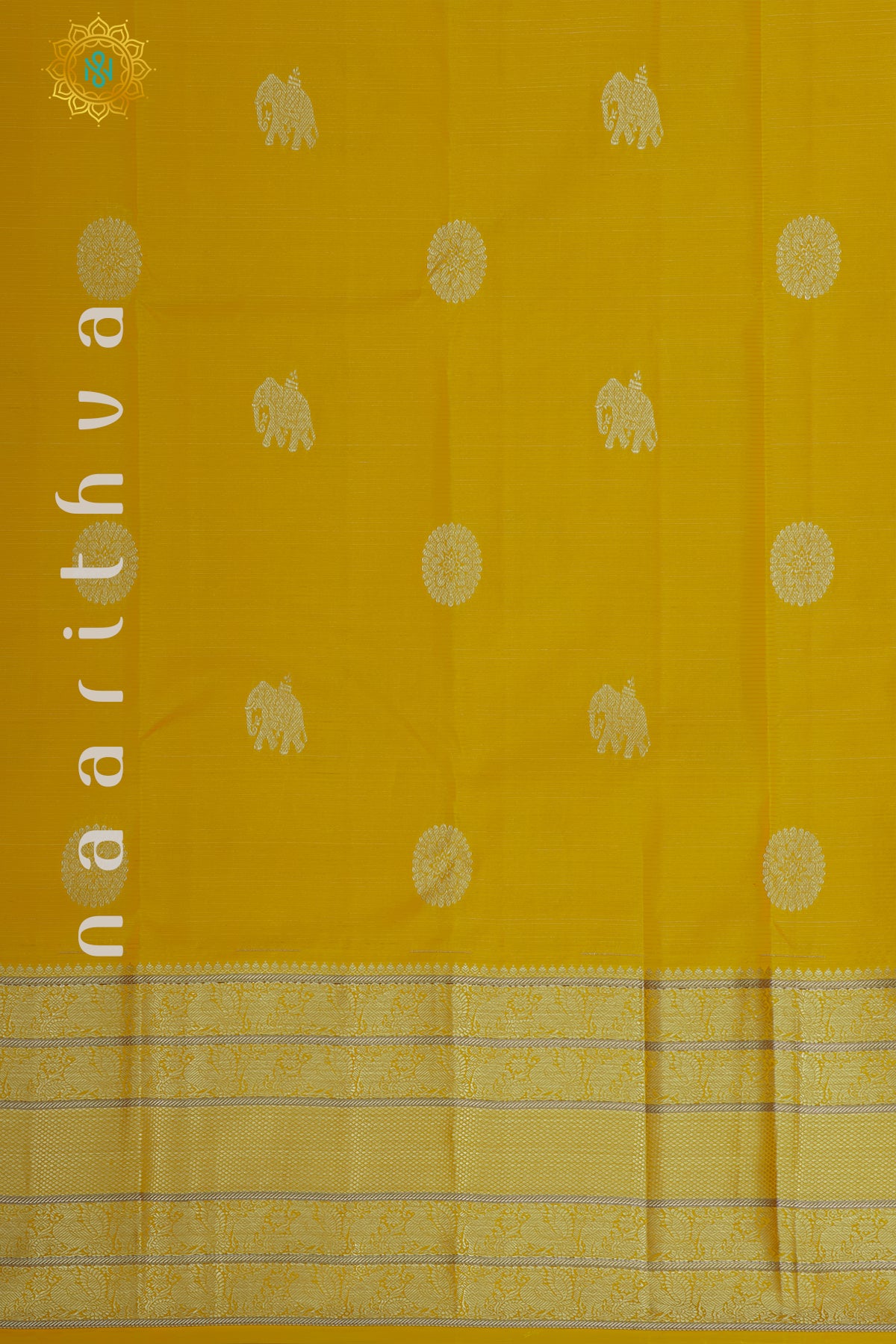 YELLOW WITH BIEGE - PURE KANJIVARAM SILK