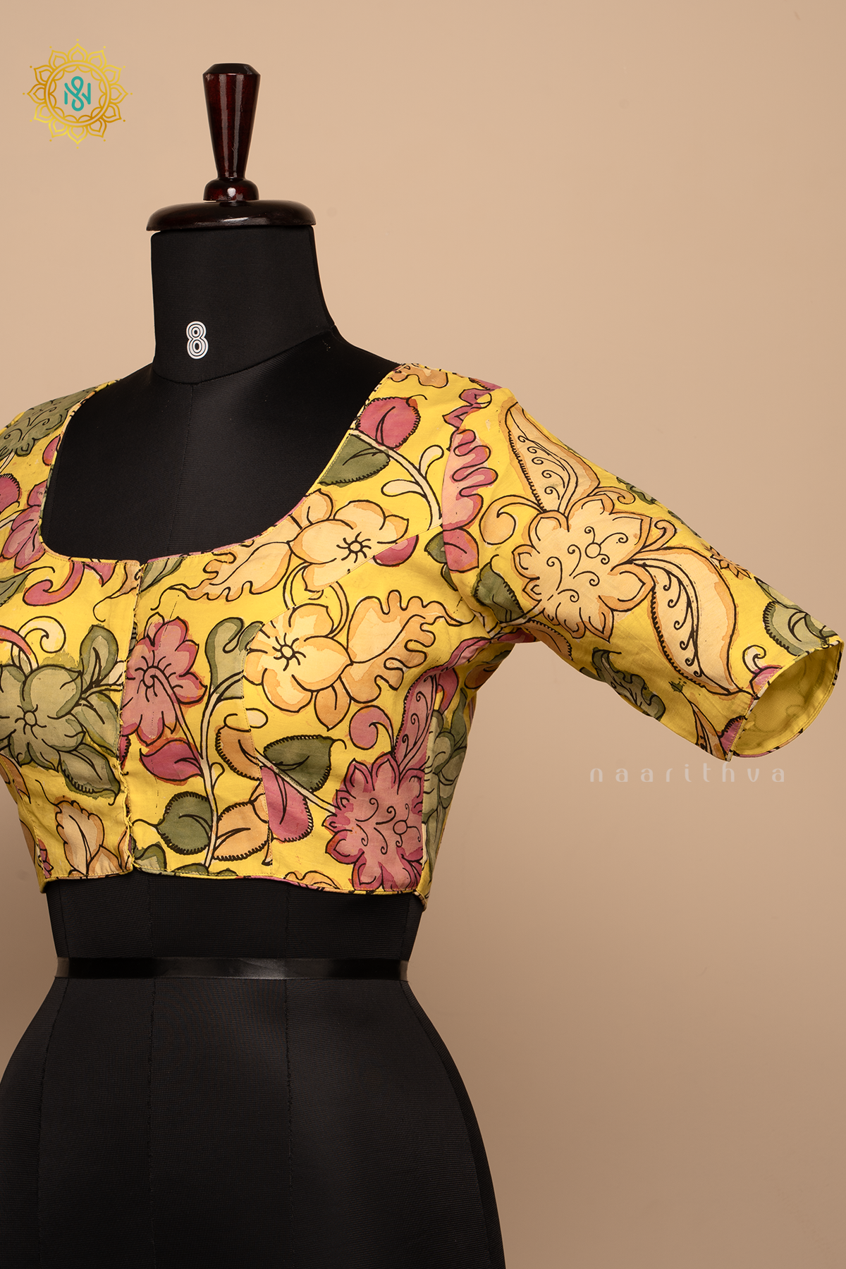 Yellow - Pure Silk Hand painted Pen kalamkari readymade blouse