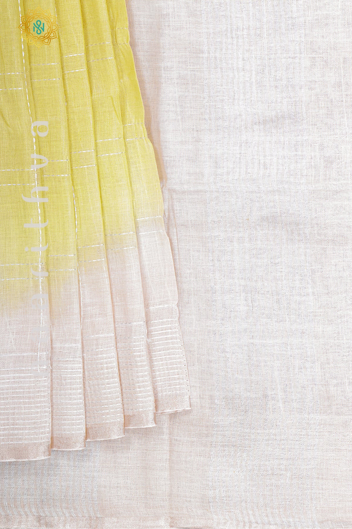 YELLOW WITH OFF WHITE - PURE LINEN