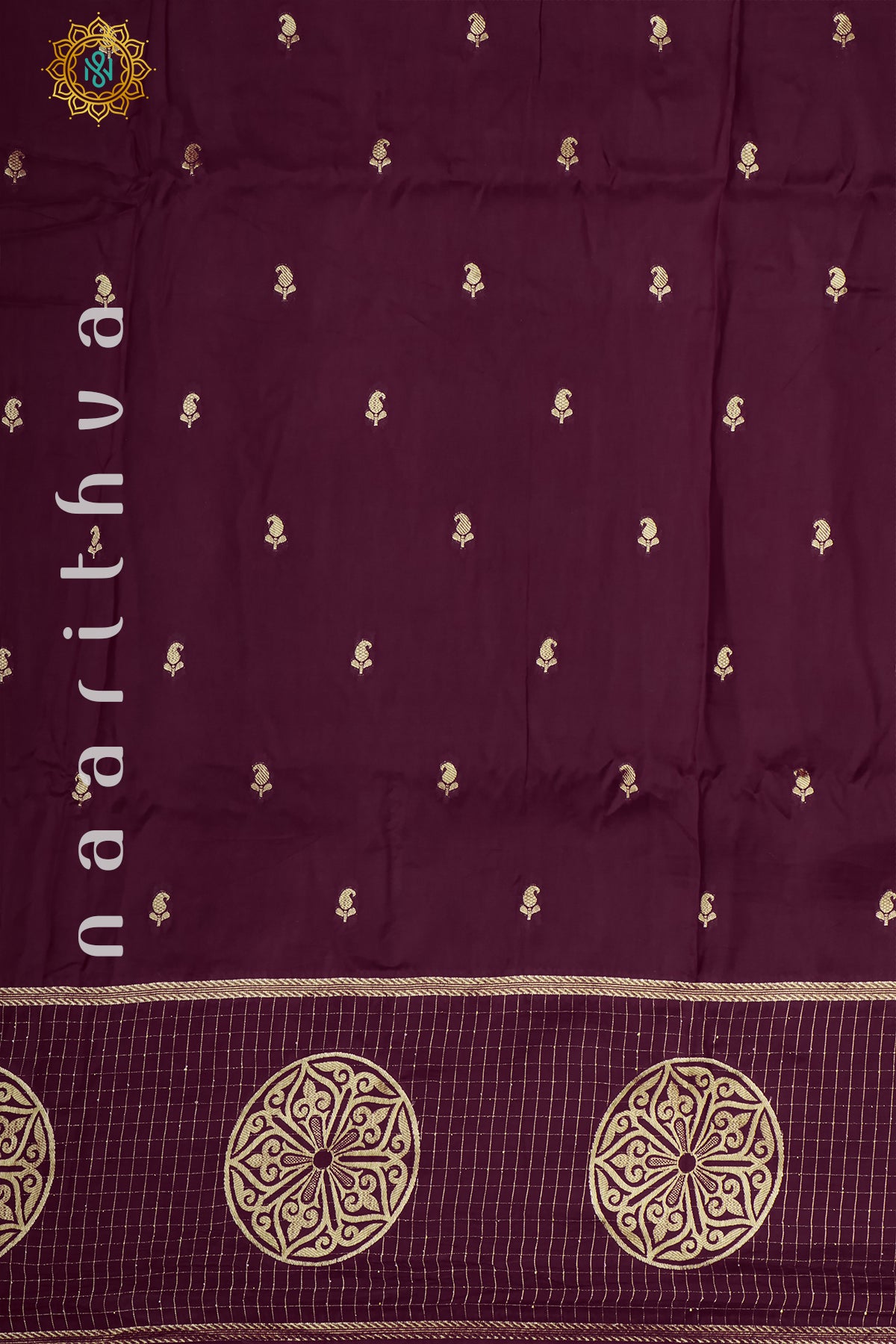 MAROON WITH YELLOW - DOLA SILK