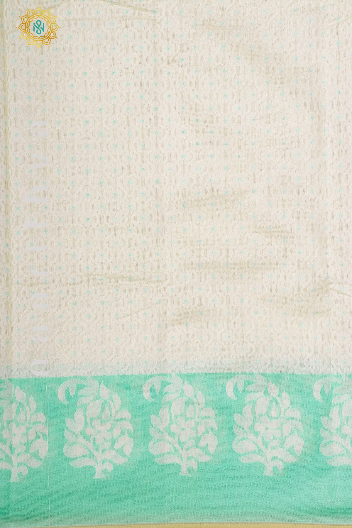 WHITE WITH AQUA GREEN - KOTA COTTON