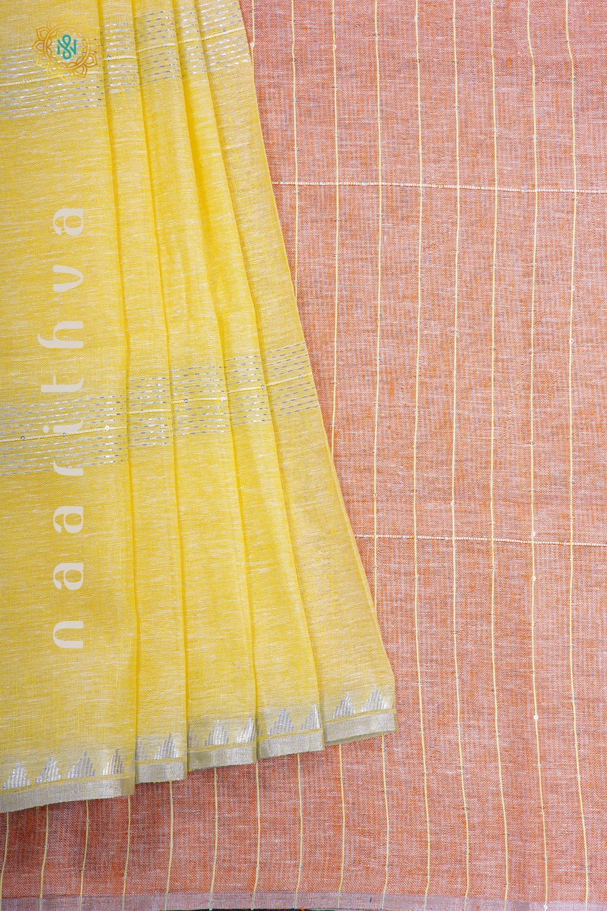 YELLOW WITH ORANGE - PURE LINEN