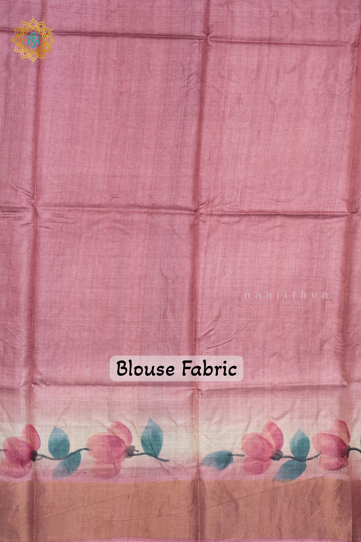 MUSTARD WITH LIGHT PINK - PURE TUSSAR SILK WITH HAND PAINTED
