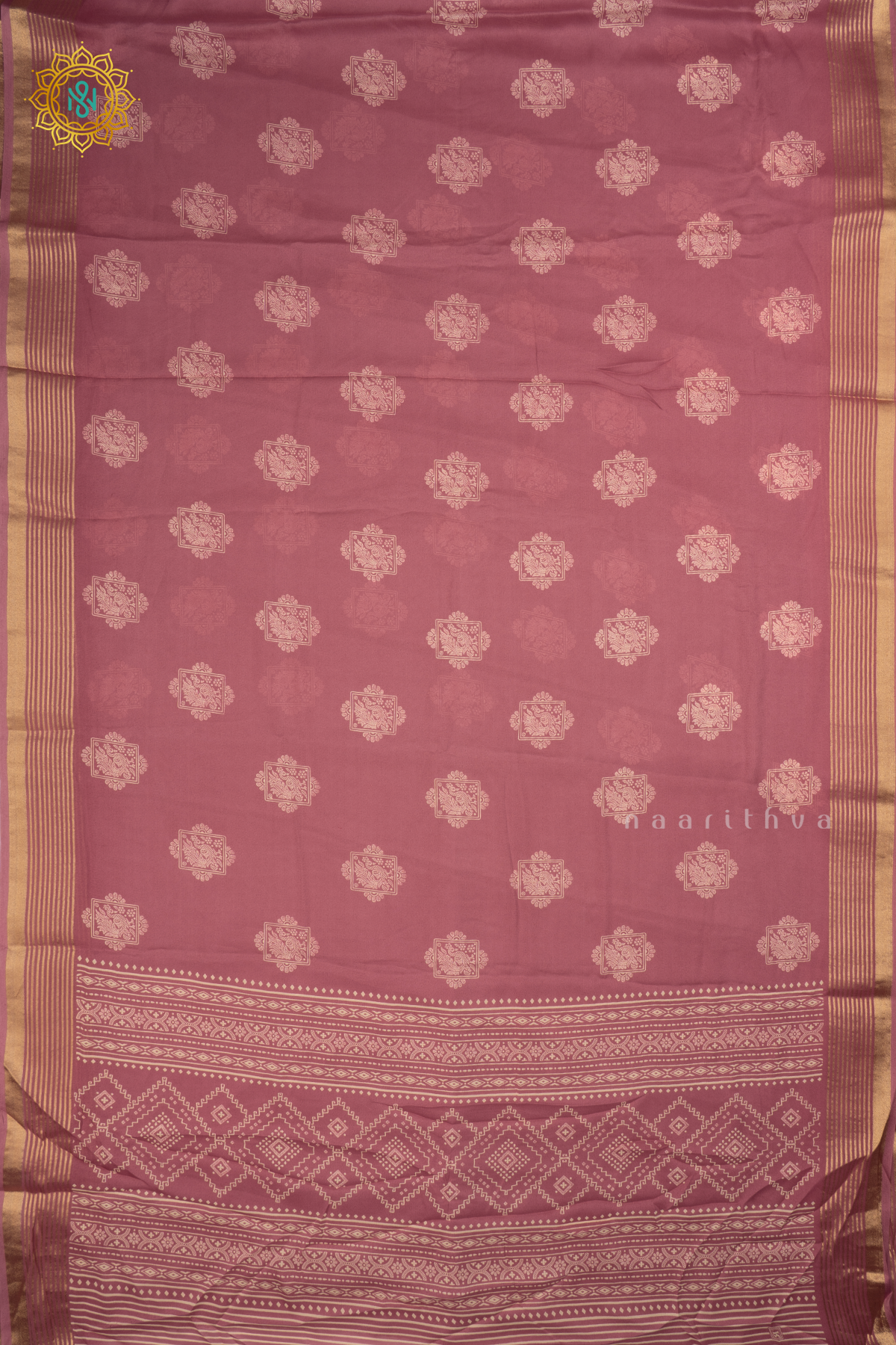 Mauve Chiffon Georgette Saree Printed Body With Zari Border
