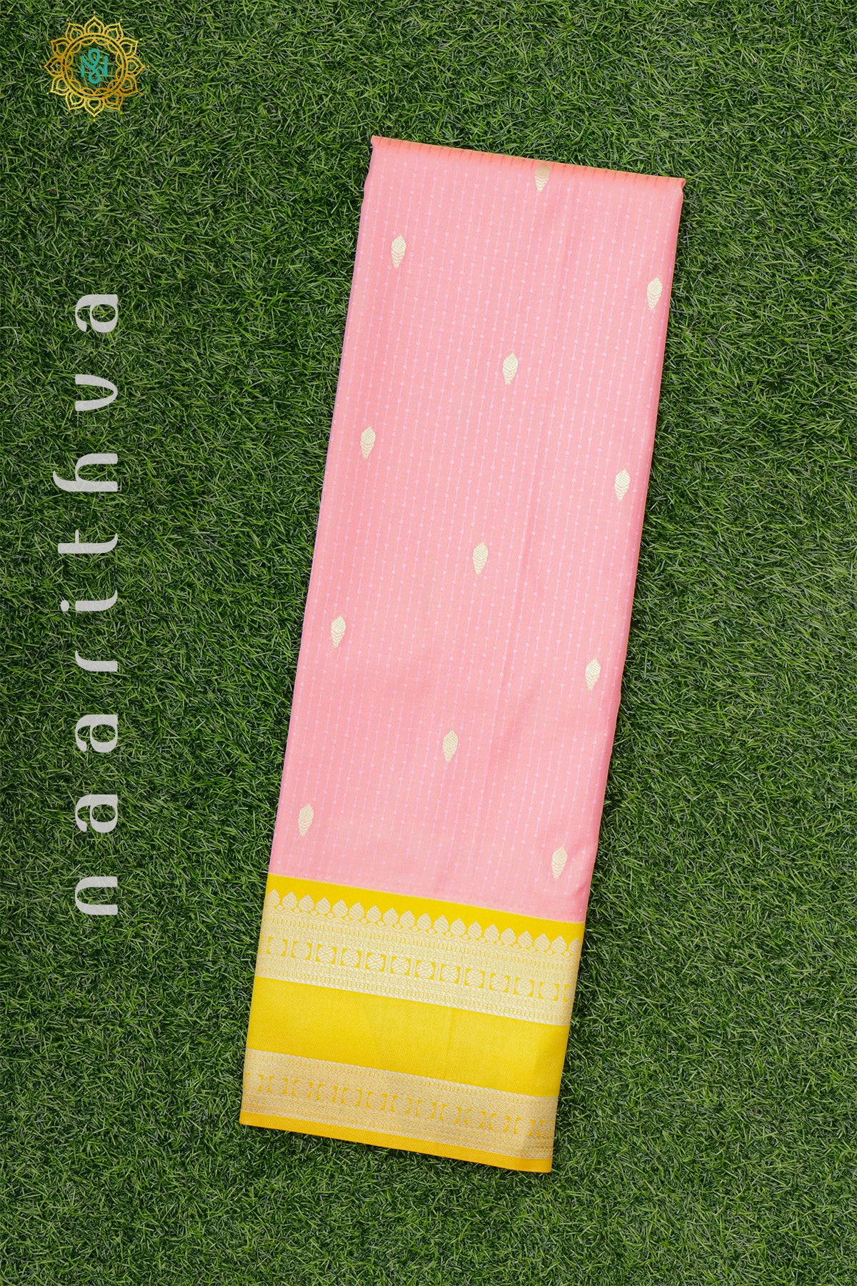 PEACH WITH YELLOW - SEMI SILK