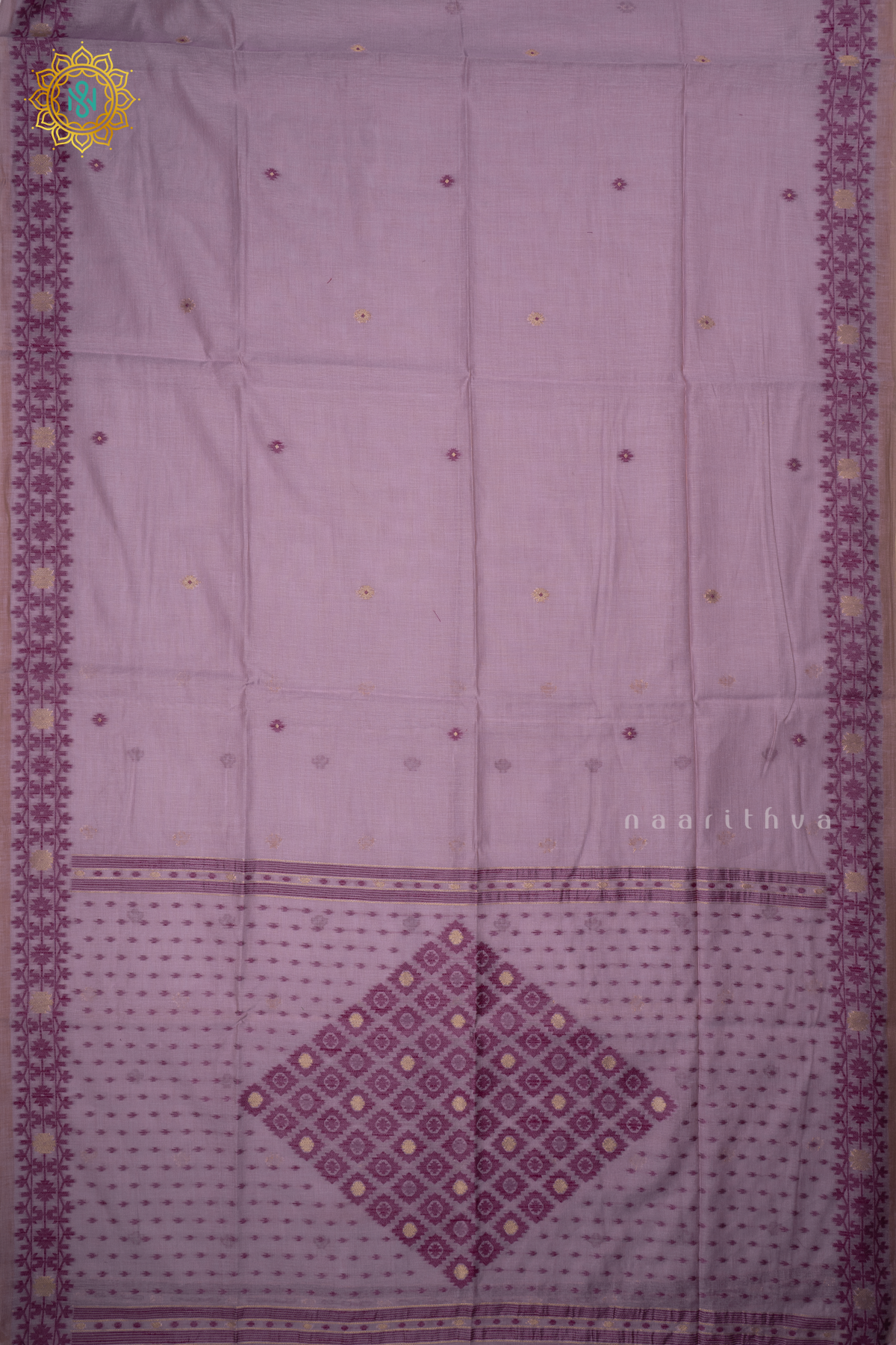 LAVENDER WITH MAROON - JAMDANI COTTON SAREE
