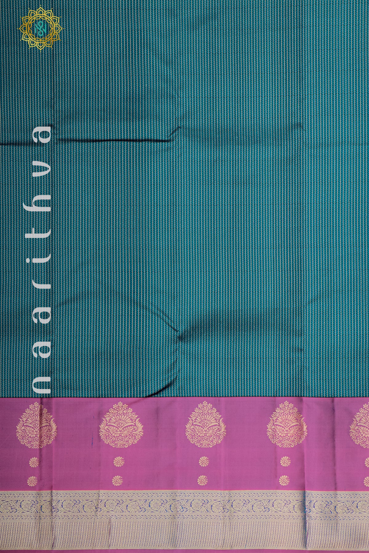 TEAL BLUE WITH MAGENTA AND RANI PINK - PURE KANJIVARAM SILK