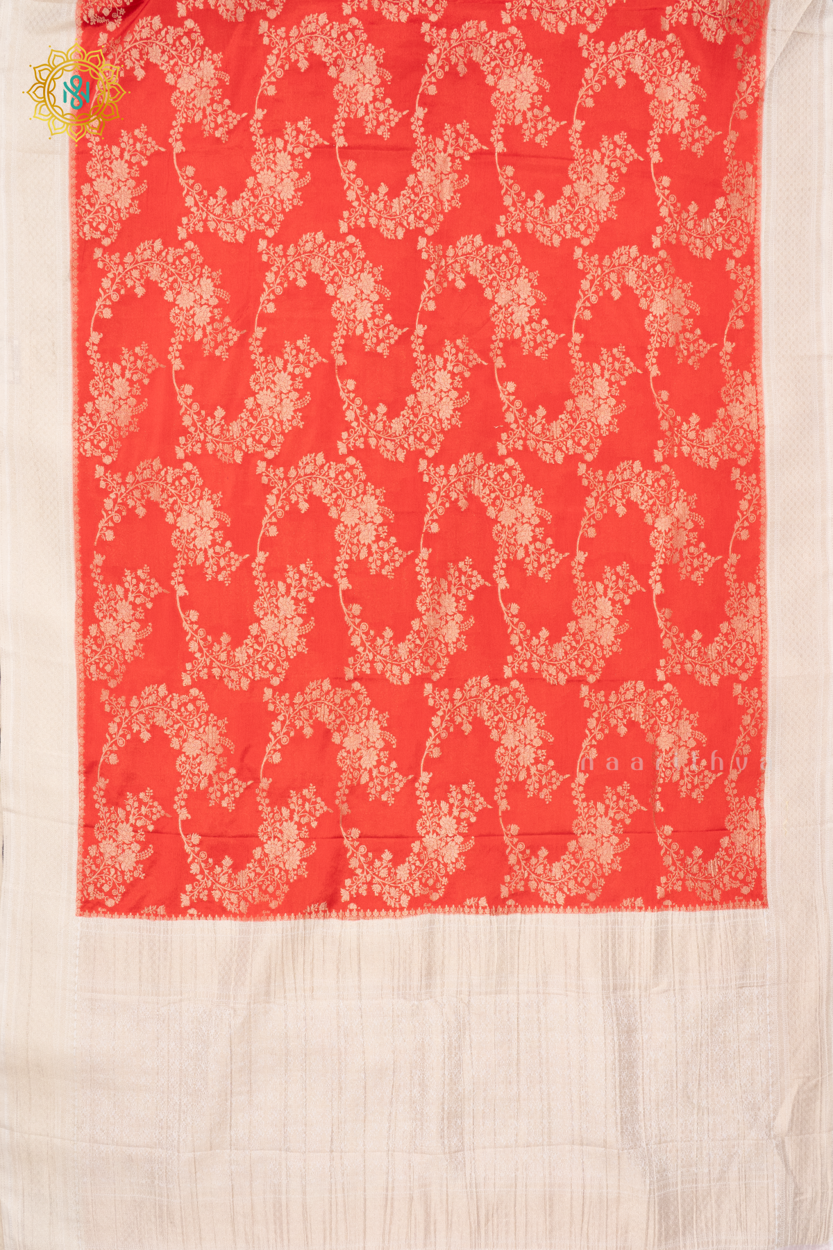 RED WITH WHITE - SEMI CREPE GEORGETTE