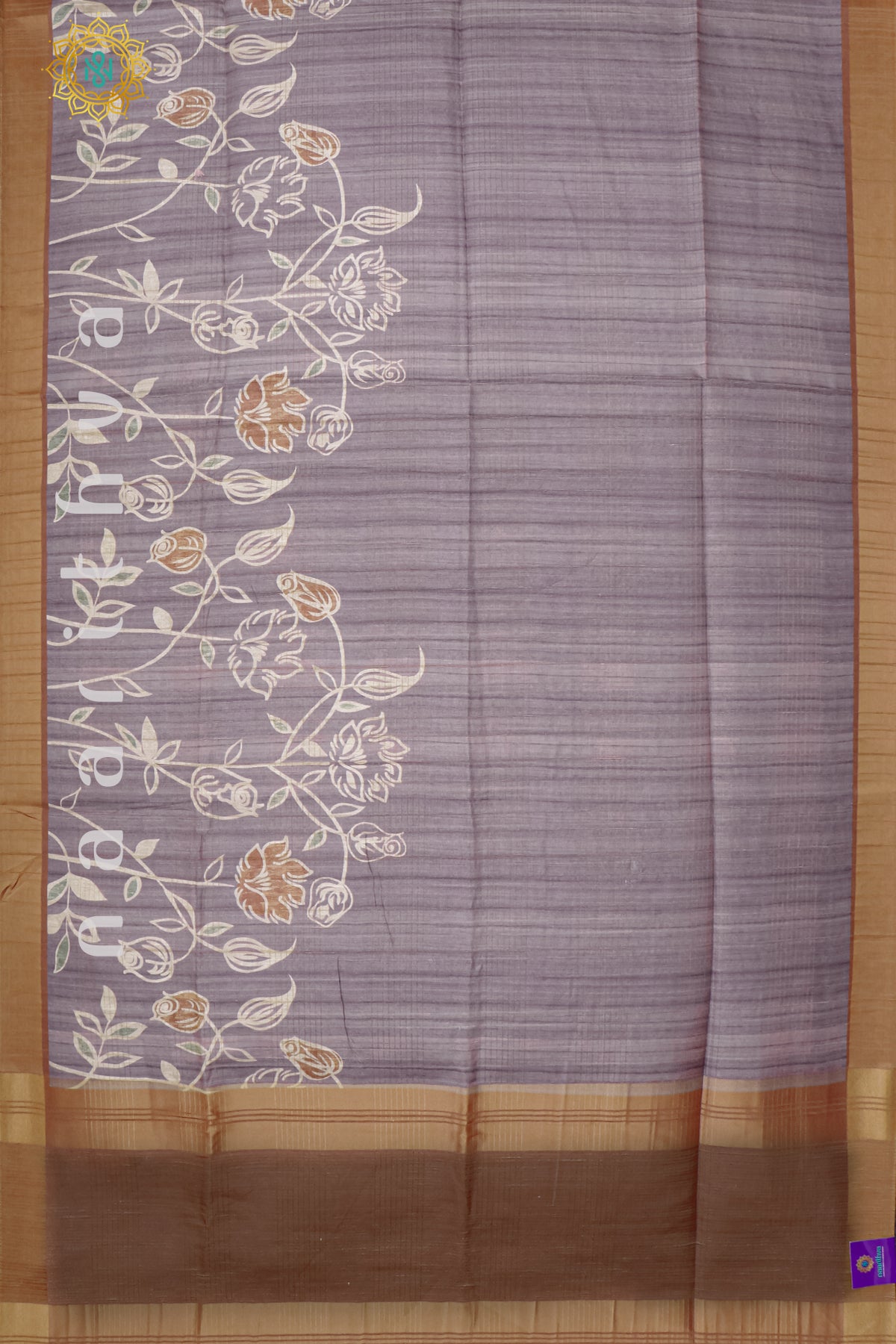 LAVENDER WITH BROWN - SEMI TUSSAR SILK