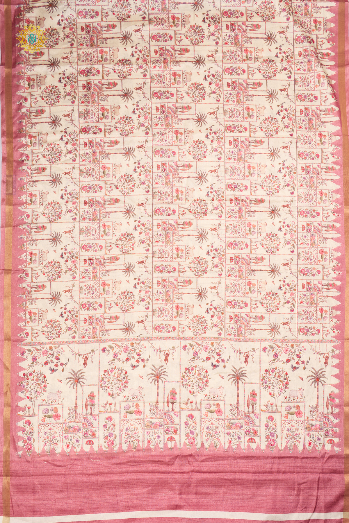 OFF WHITE WITH PINK - SOFT TUSSAR