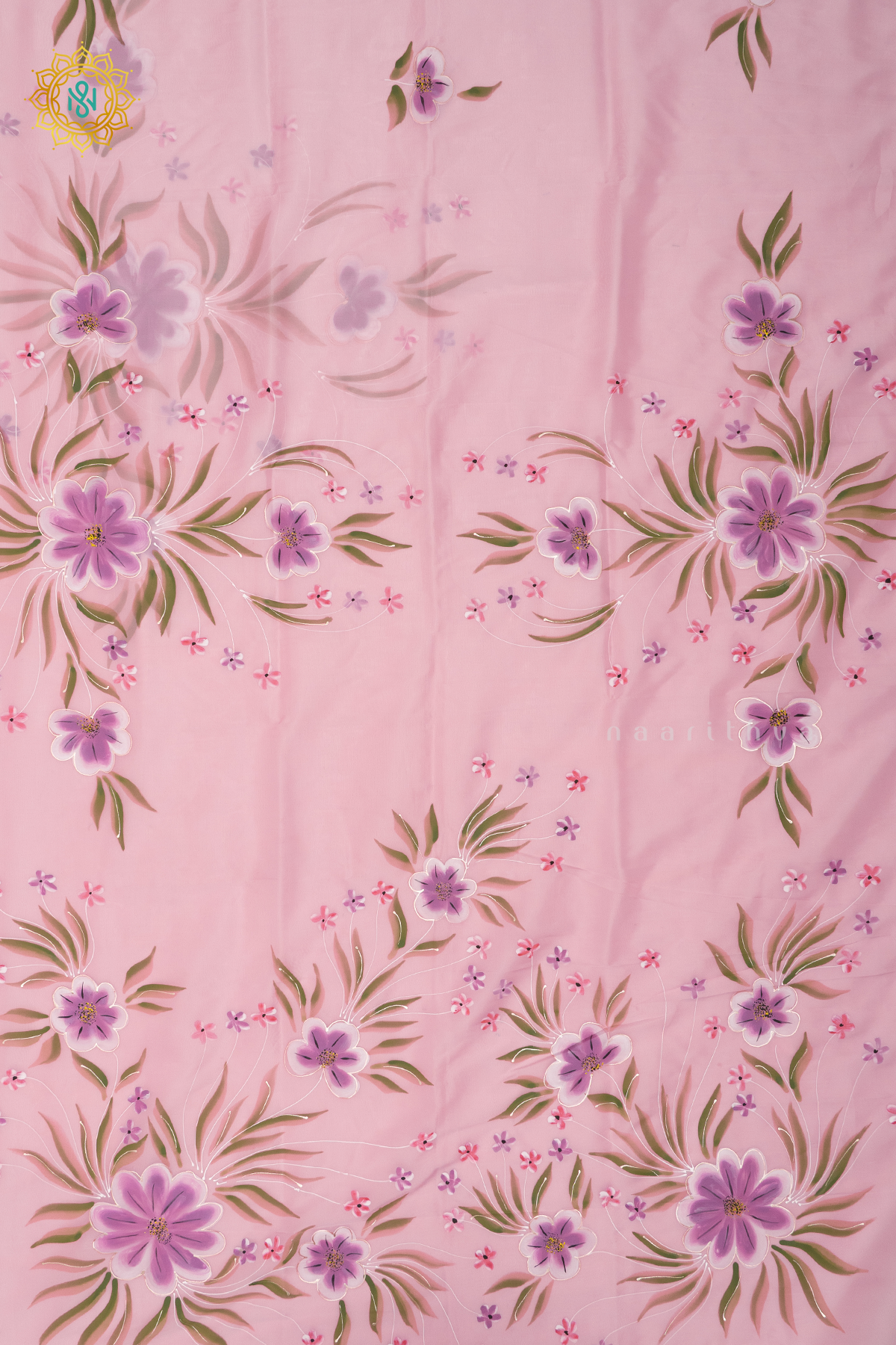 PEACHISH PINK - ORGANZA HAND PAINTED