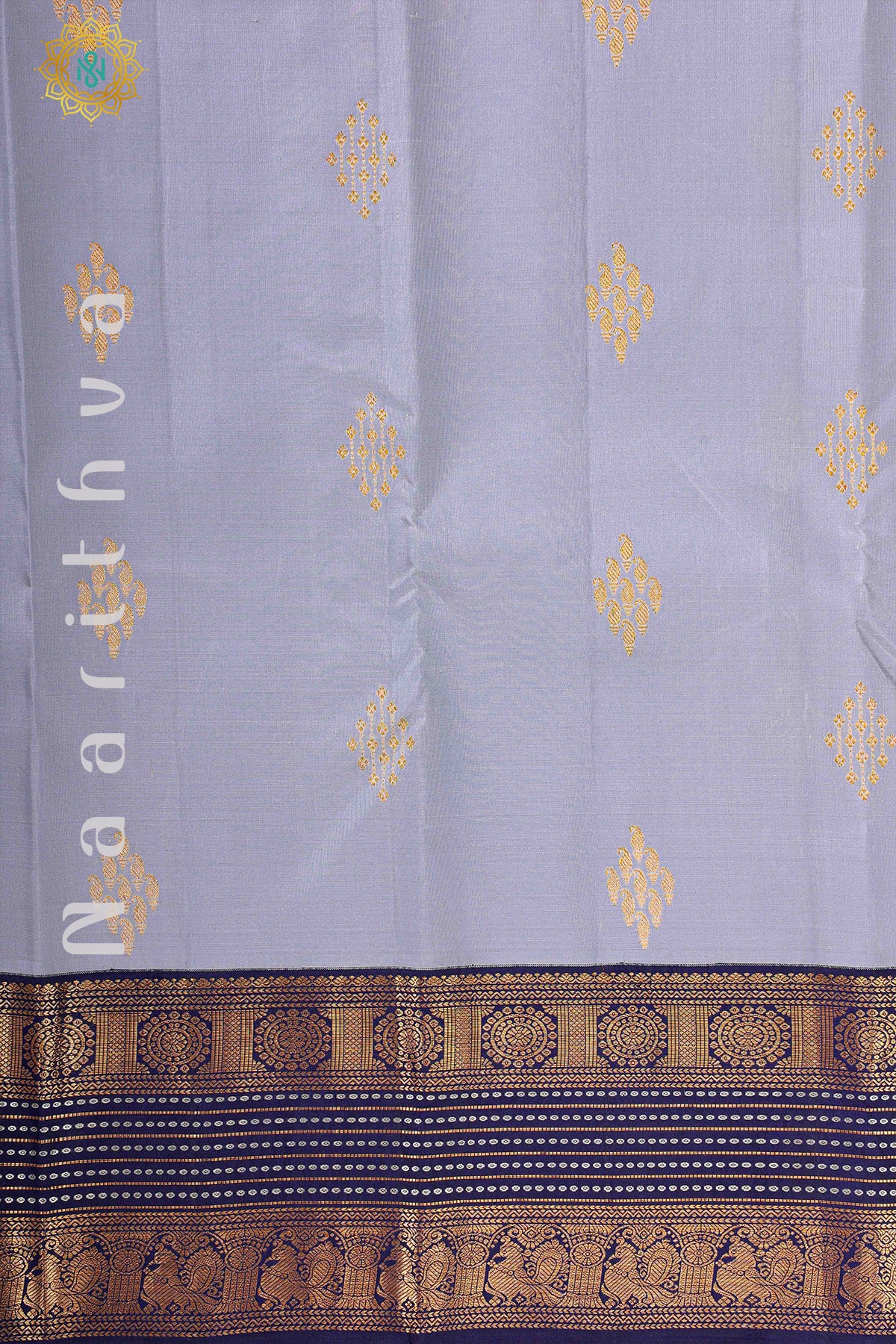 GREY WITH BLUE - PURE KANJIVARAM SILK