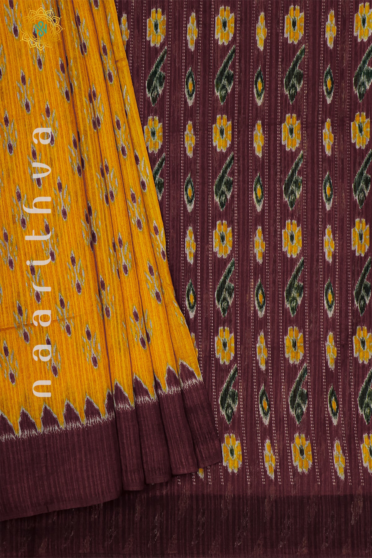 YELLOW WITH MAROON - JUTE COTTON