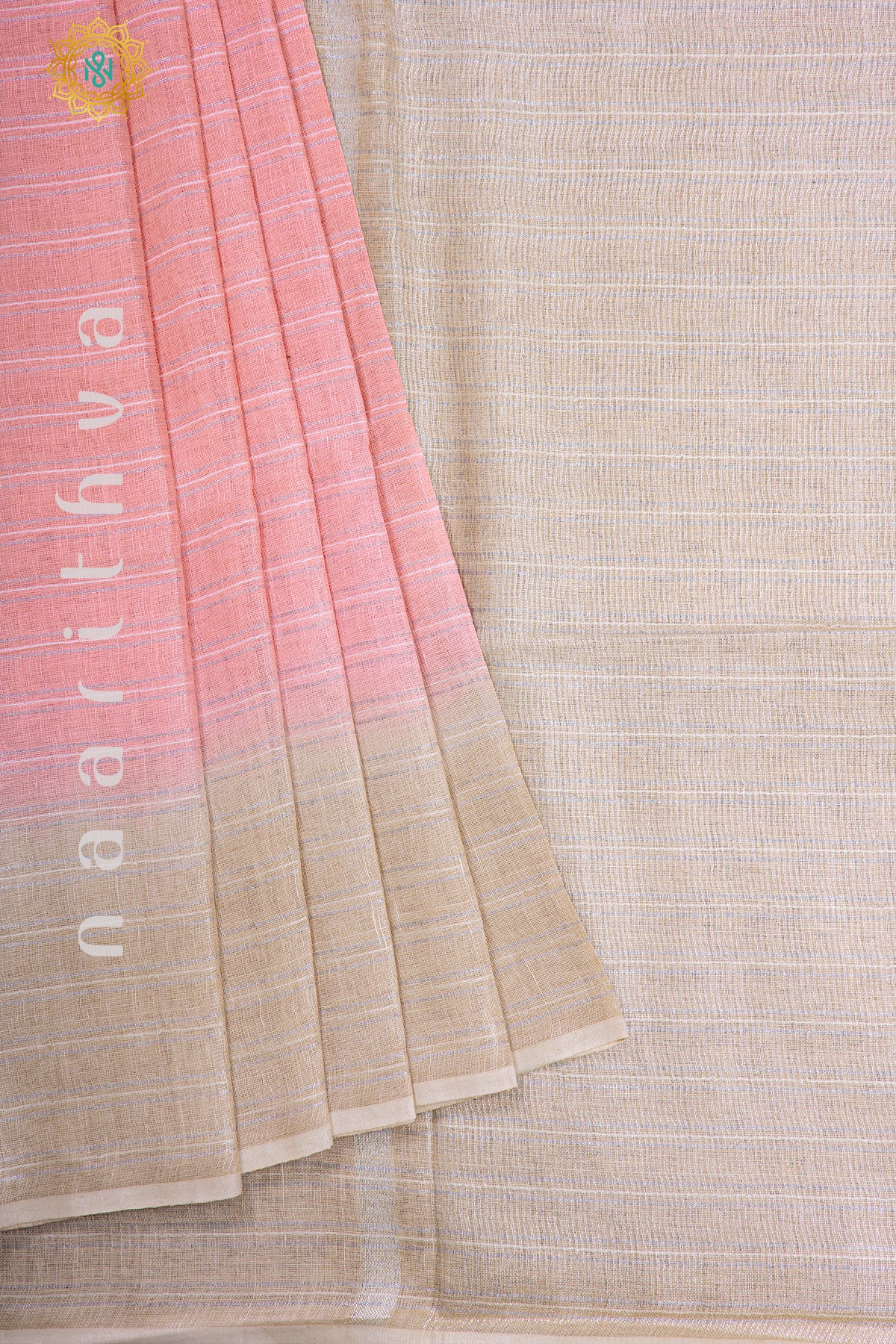 LIGHT PINK WITH BIEGE - PURE LINEN