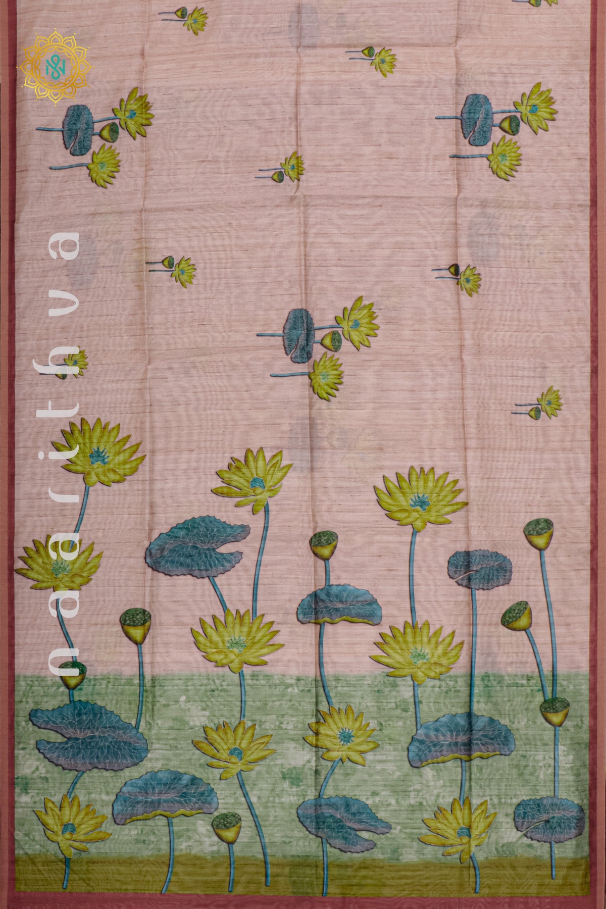 PEACH WITH MAROON -  SEMI TUSSAR