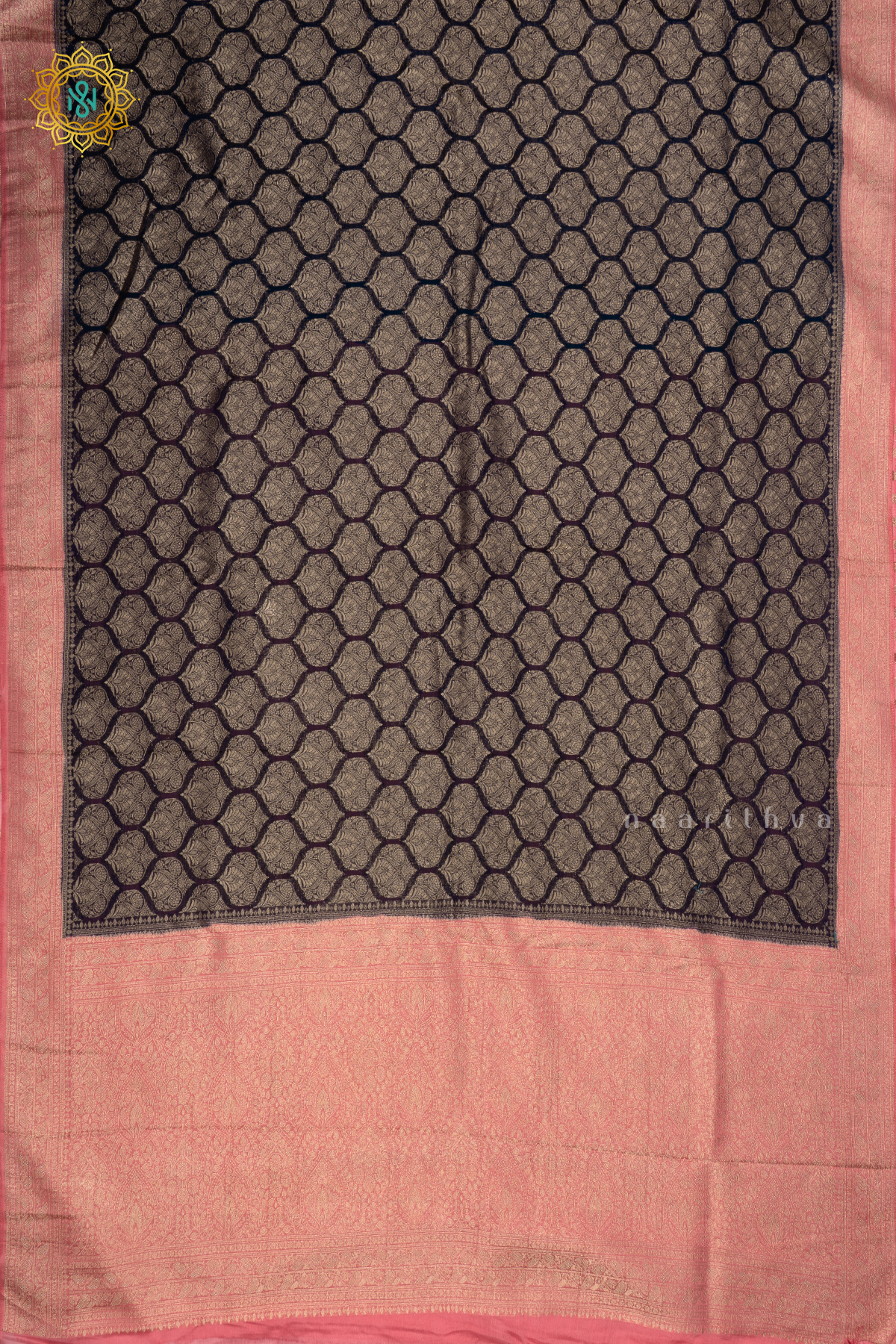 NAVY BLUE WITH PINK - SEMI CHIFFON GEORGETTE