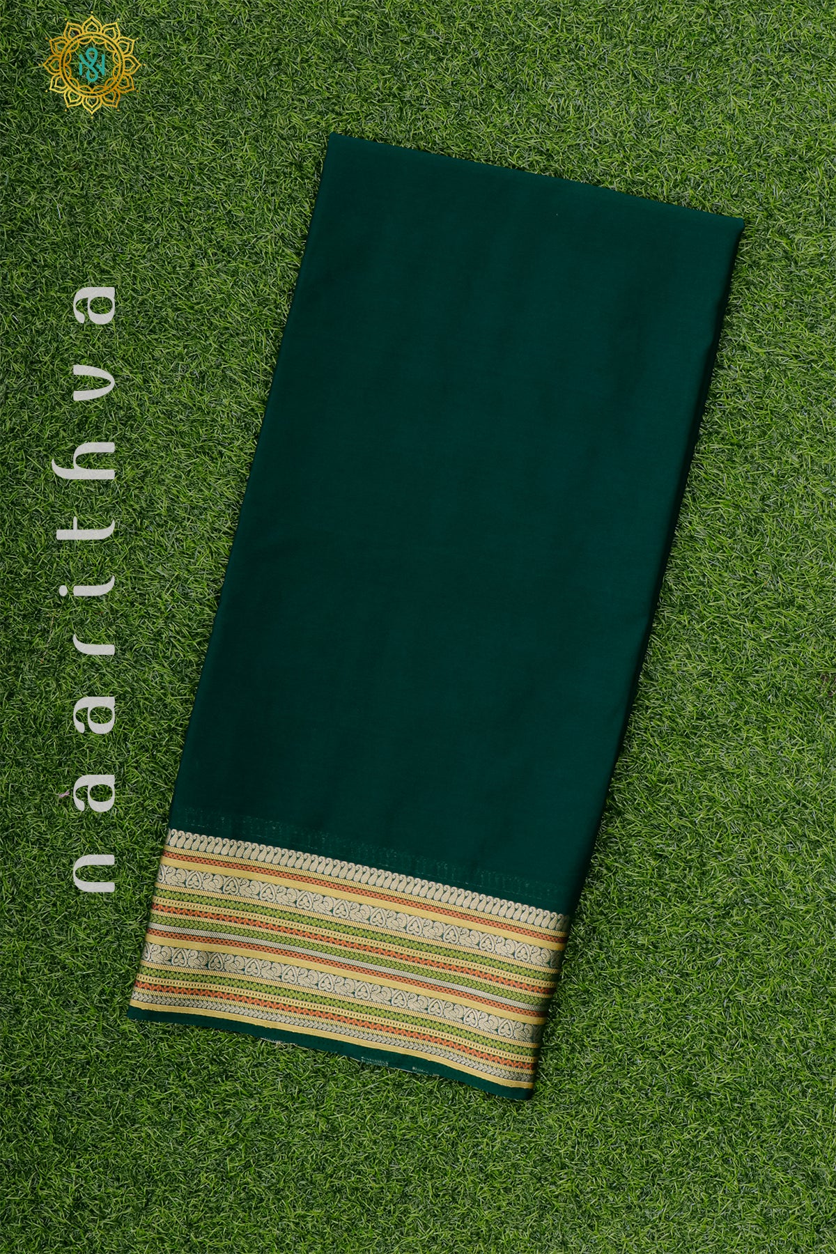 BOTTLE GREEN - SEMI MYSORE CREPE SILK