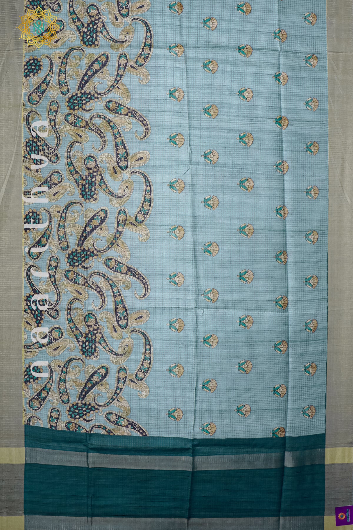 AQUA BLUE - SEMI TUSSAR SILK