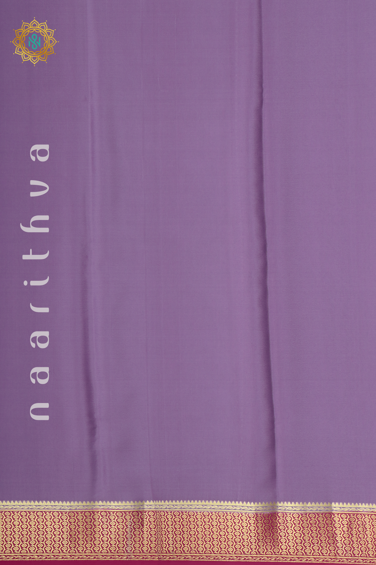 LAVENDER WITH PINK - PURE MYSORE CREPE SILK