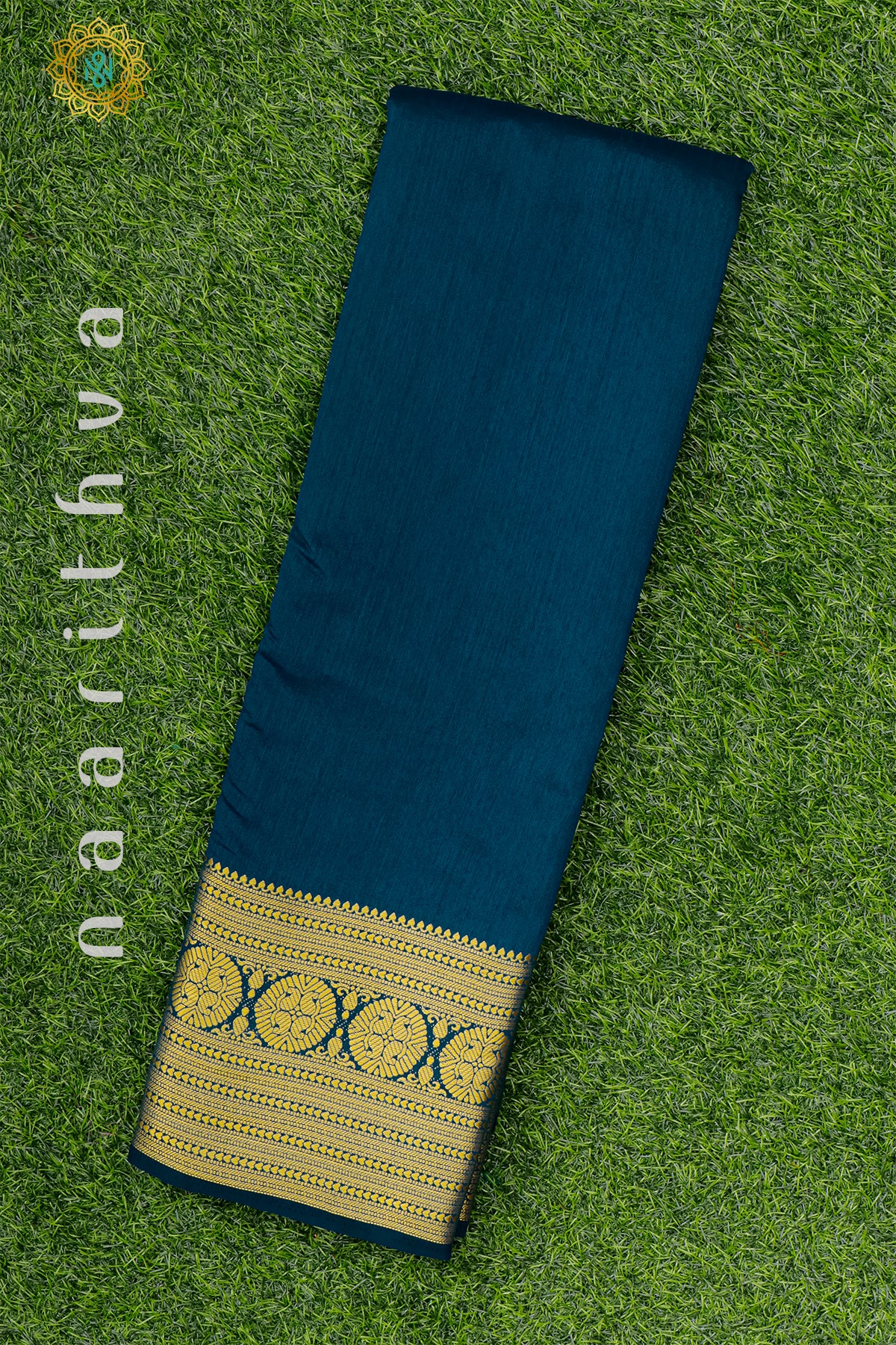 PEACOCK BLUE - SEMI RAW SILK