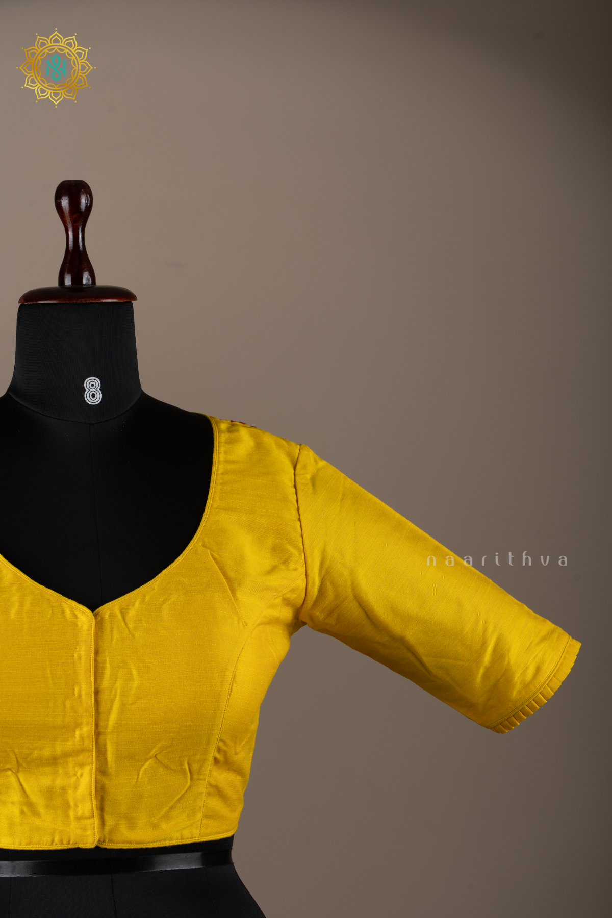 YELLOW - LINEN READY MADE BLOUSE WITH HAND EMBROIDERY