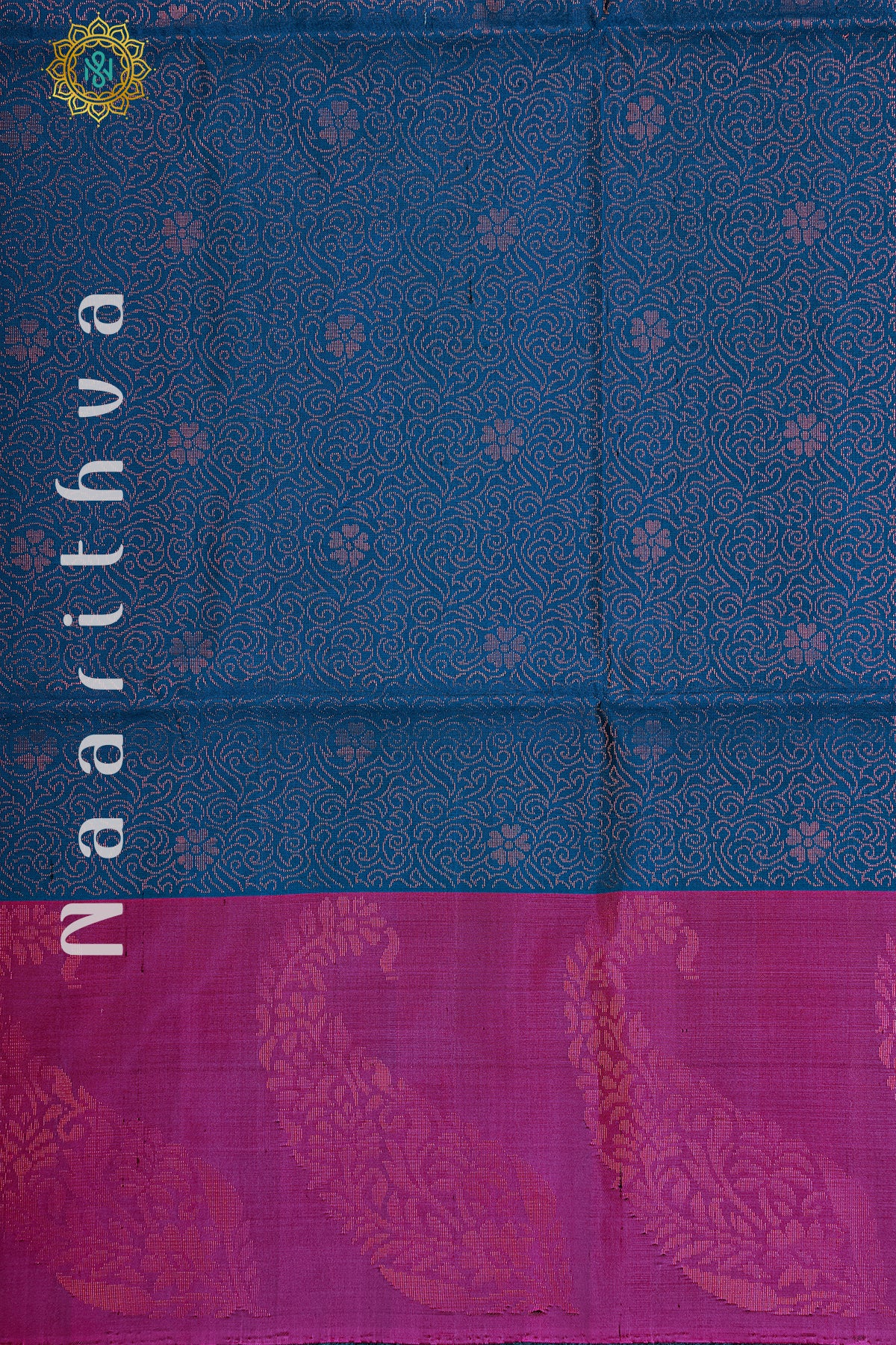 NAVY BLUE WITH MAGENTA - PURE KANJIVARAM SOFT SILK