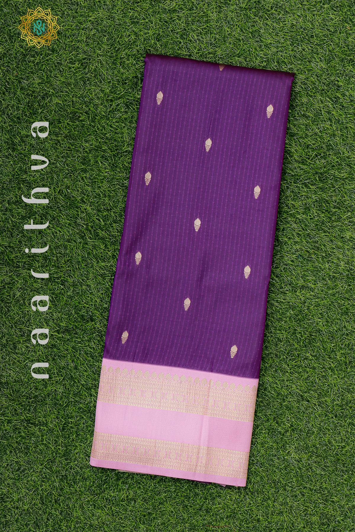 PURPLE WITH LIGHT PINK - SEMI SILK