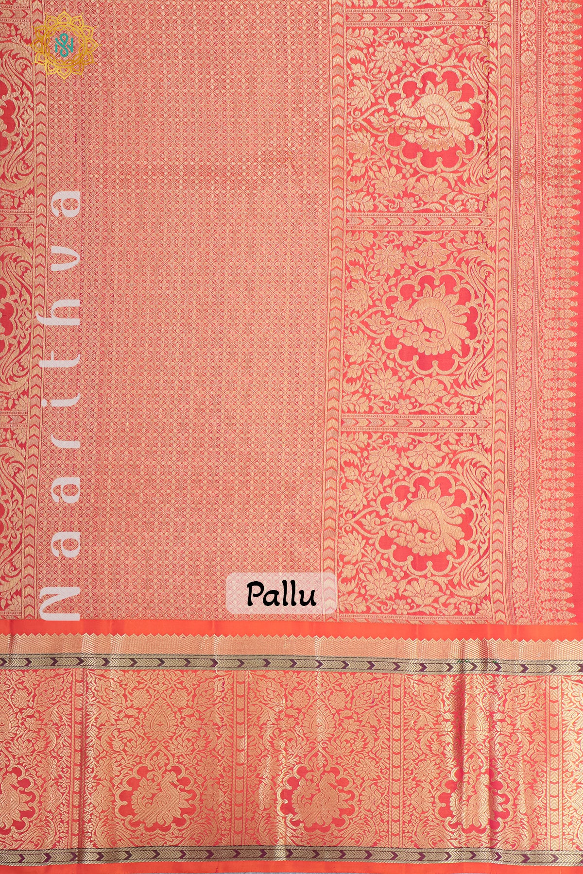 GREEN WITH ORANGE - PURE KANJIVARAM SILK