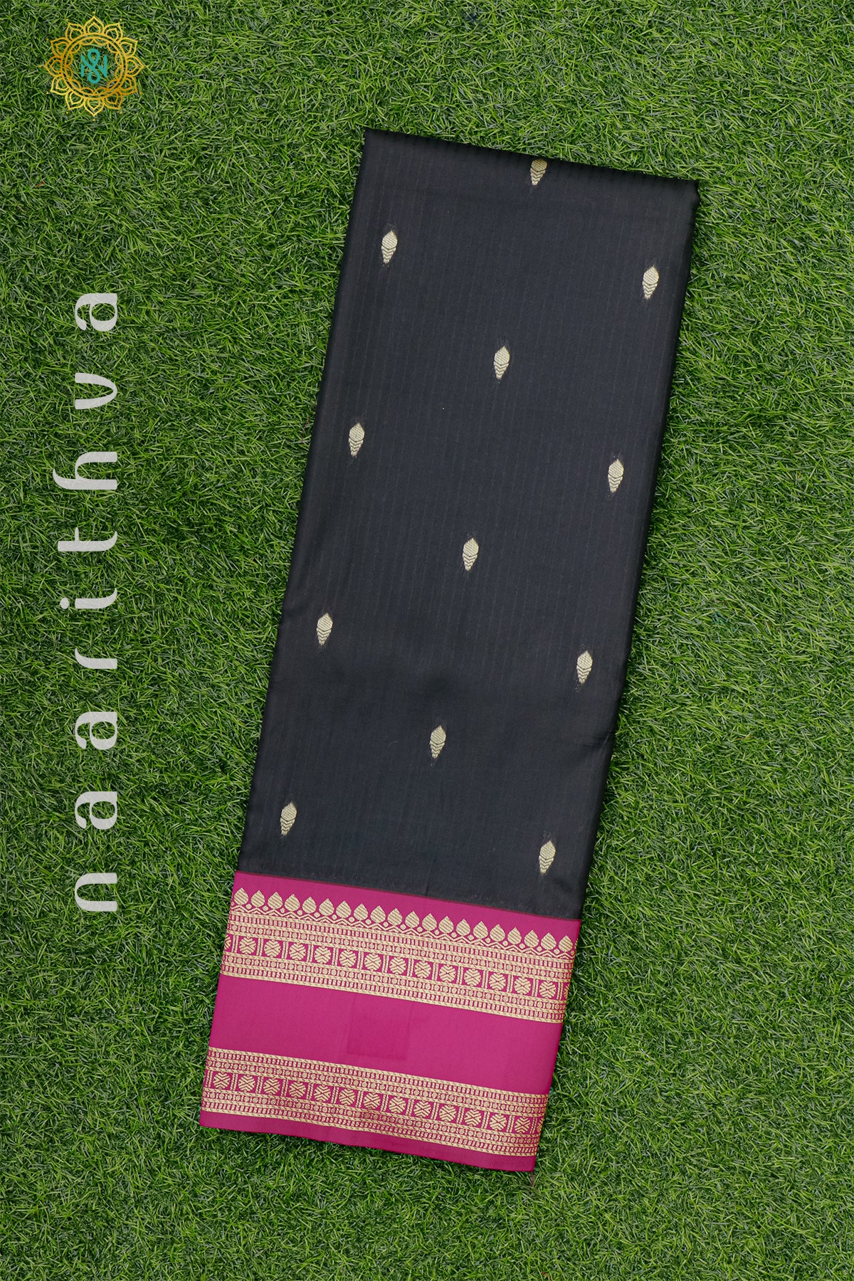 PRE-BOOKING -BLACK WITH PINK - SEMI SILK