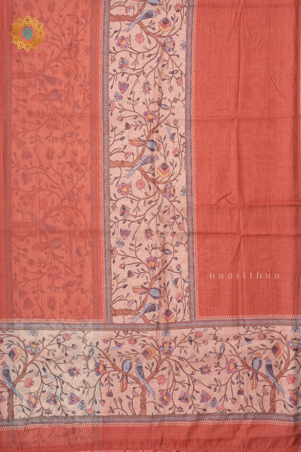 BROWN WITH OFF WHITE - CHANDERI COTTON