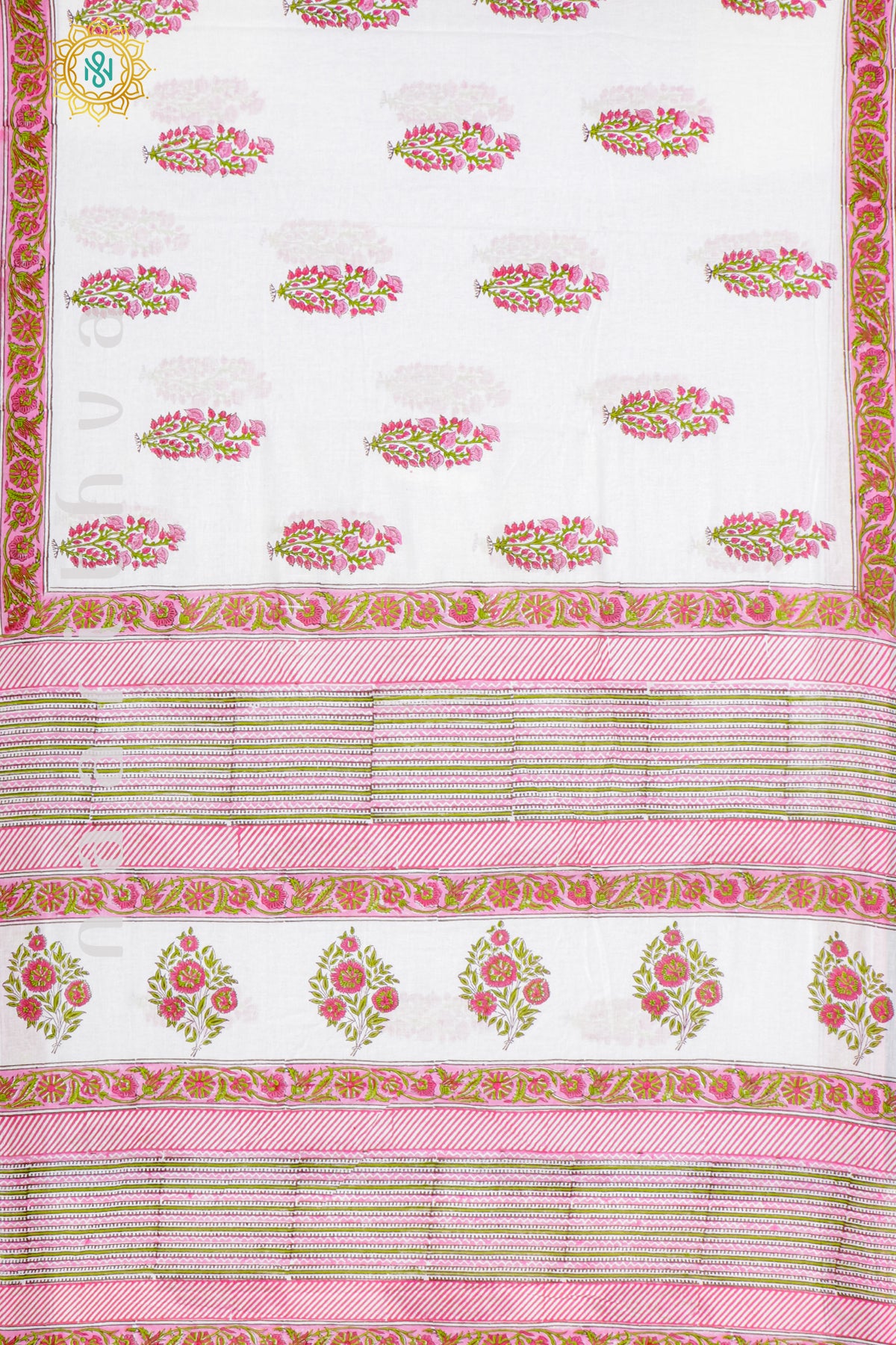 WHITE WITH LIGHT PINK - MUL COTTON