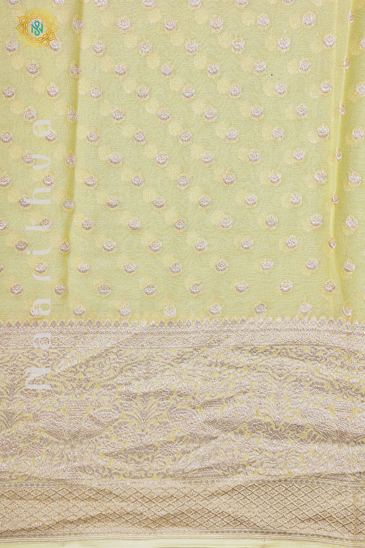 LIGHT YELLOW - PURE HANDLOOM KHADDI GEORGETTE BANARAS