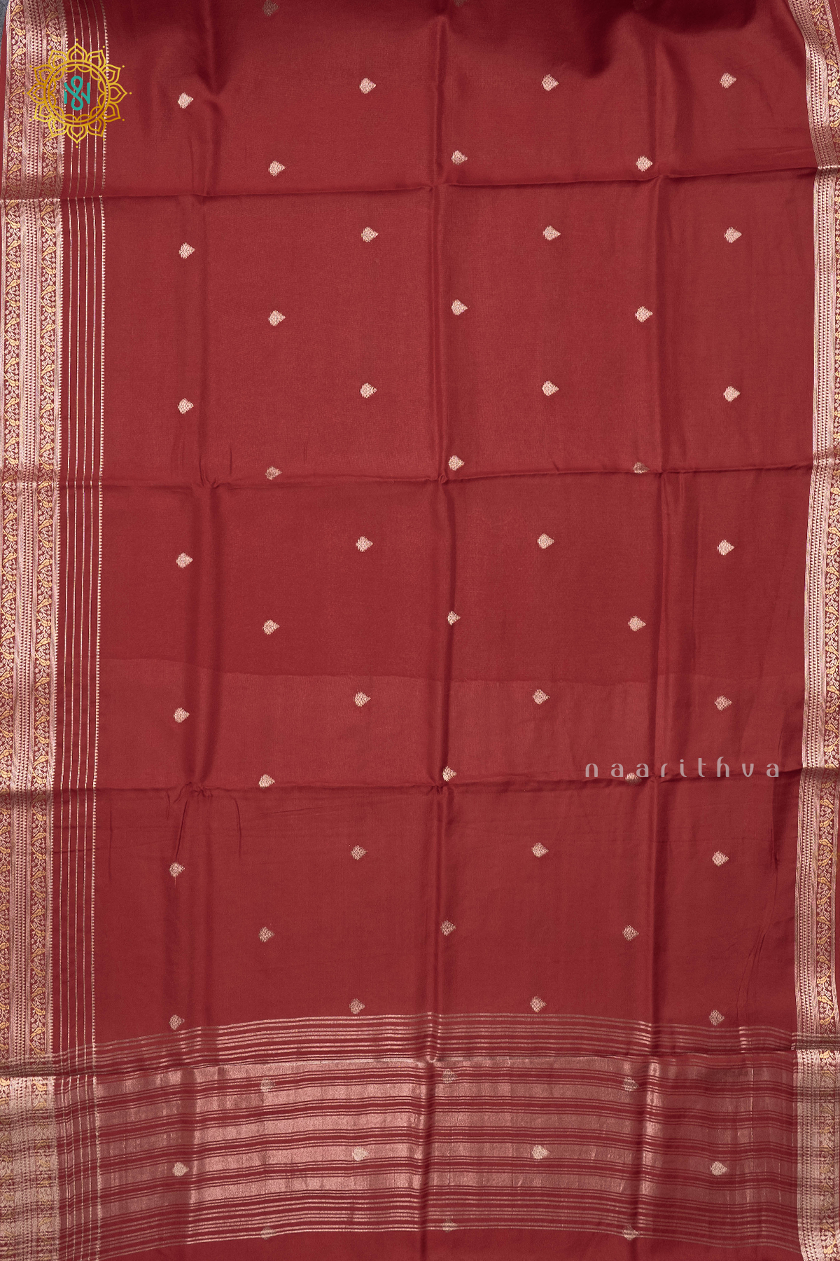 MAROON WITH YELLOW - SEMI CREPE SILK