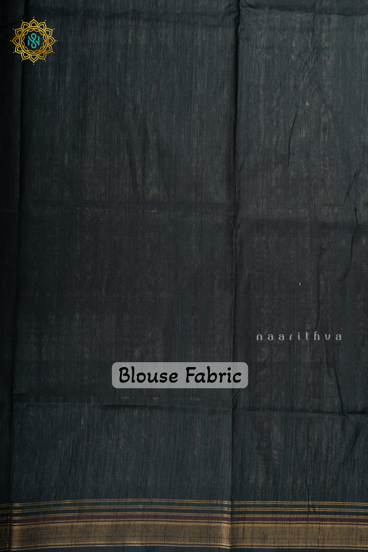 Black Semi Tussar Silk With Printed Body With Zari Border & Pallu