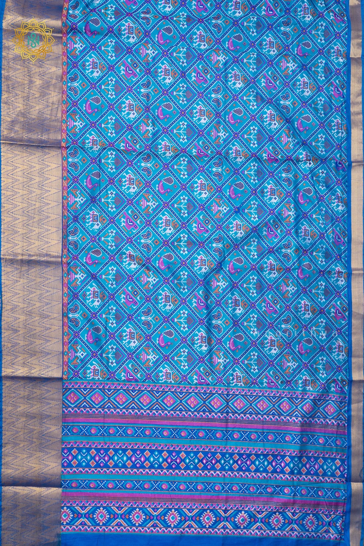 SKY BLUE - SEMI SILK WITH PATOLA PRINTS