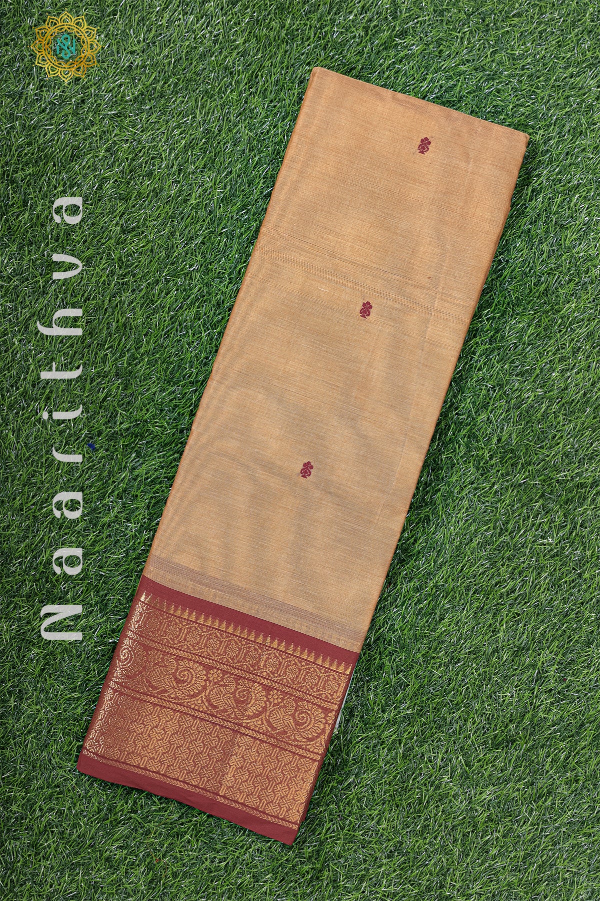 BISCUIT WITH MAROON - CHETTINAD COTTON