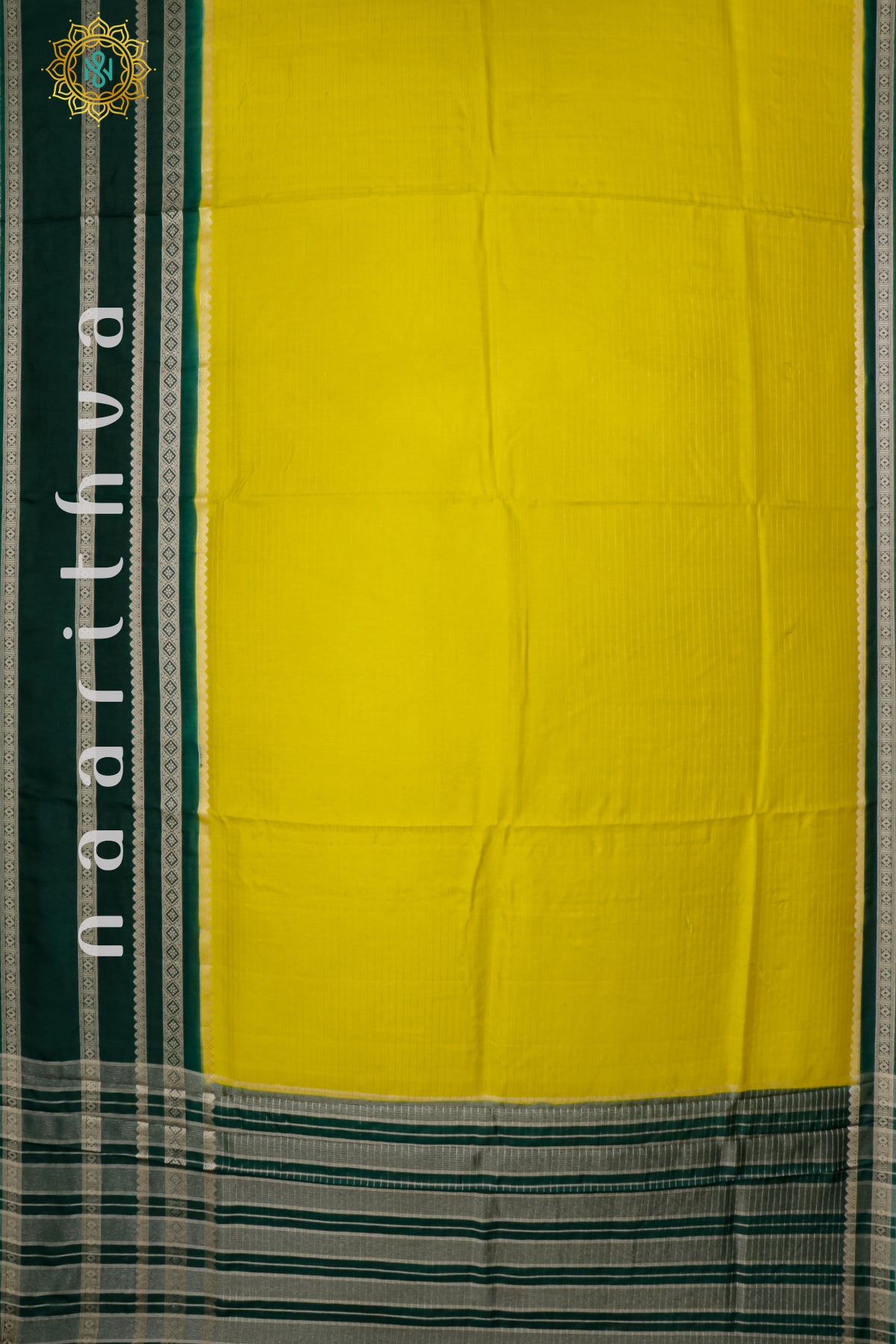 LEMON YELLOW WITH BOTTLE GREEN - DOLA SILK