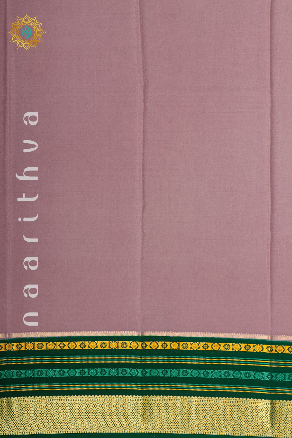 MAUVE WITH BOTTLE GREEN - PURE MYSORE CREPE SILK