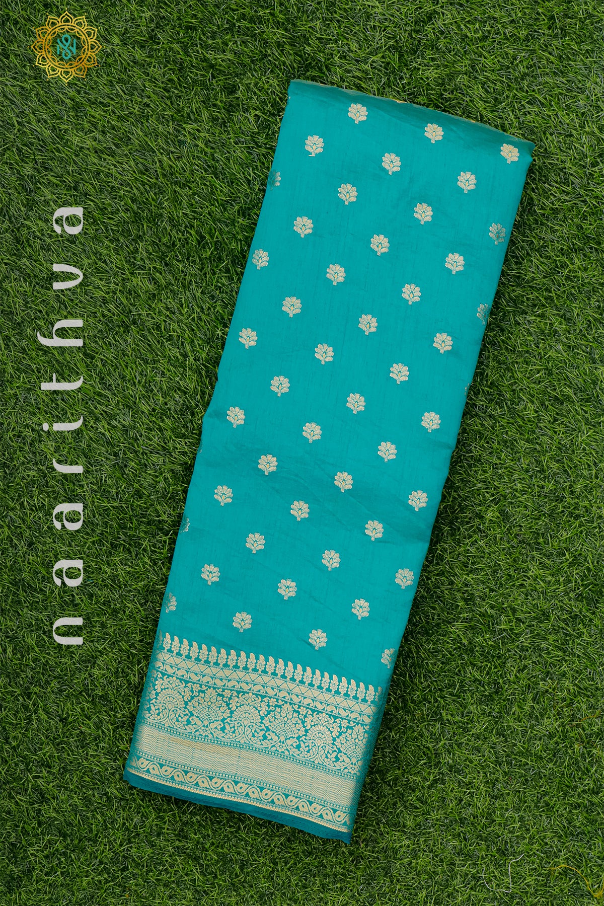 AQUA GREEN - SEMI RAW SILK