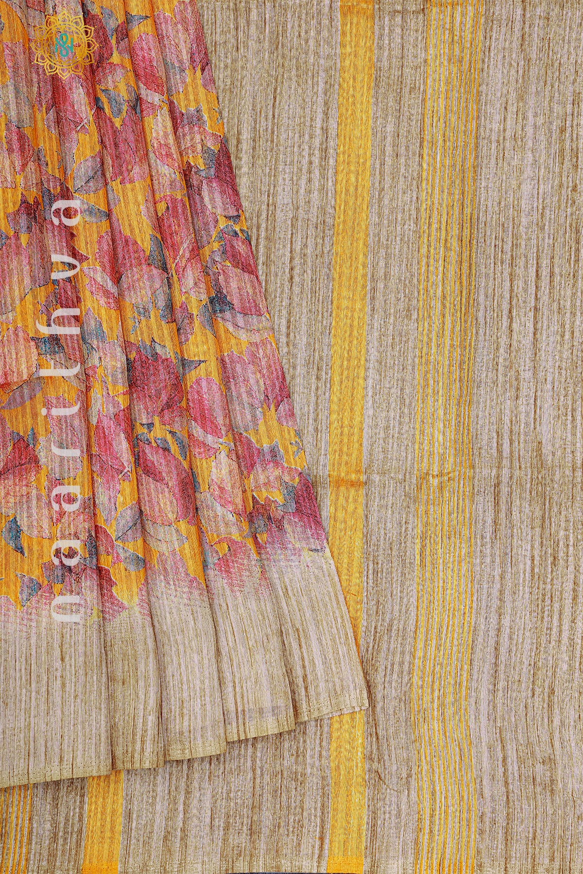 BIEGE WITH YELLOW - JUTE COTTON